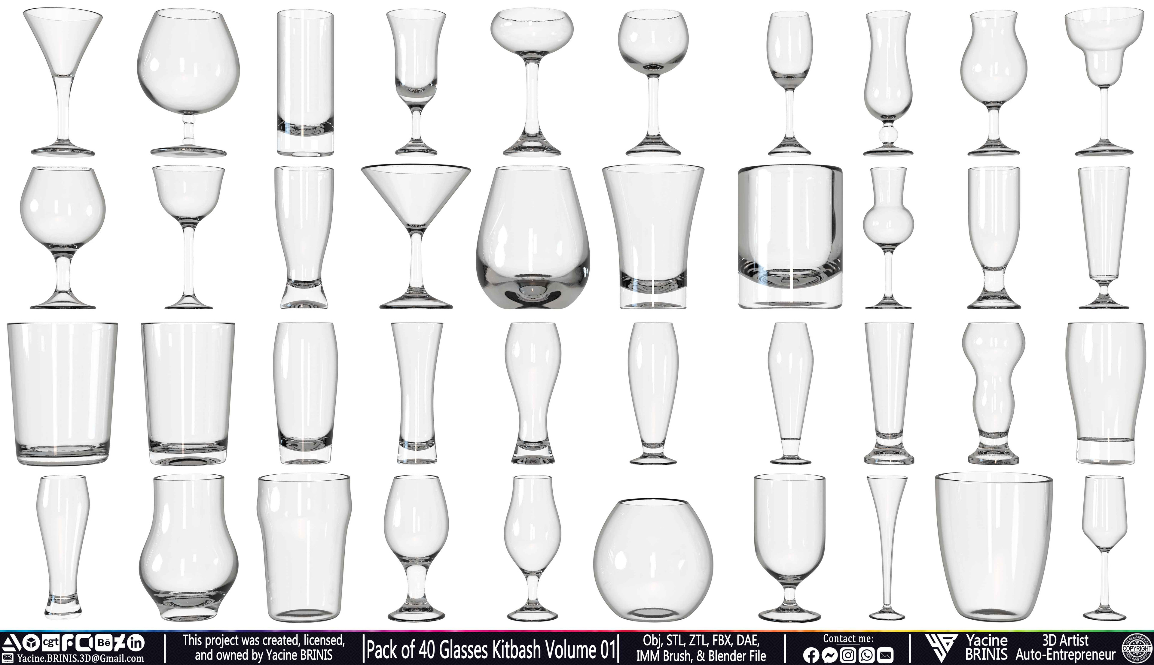 Pack of 40 Glasses Volume 01 Set 04