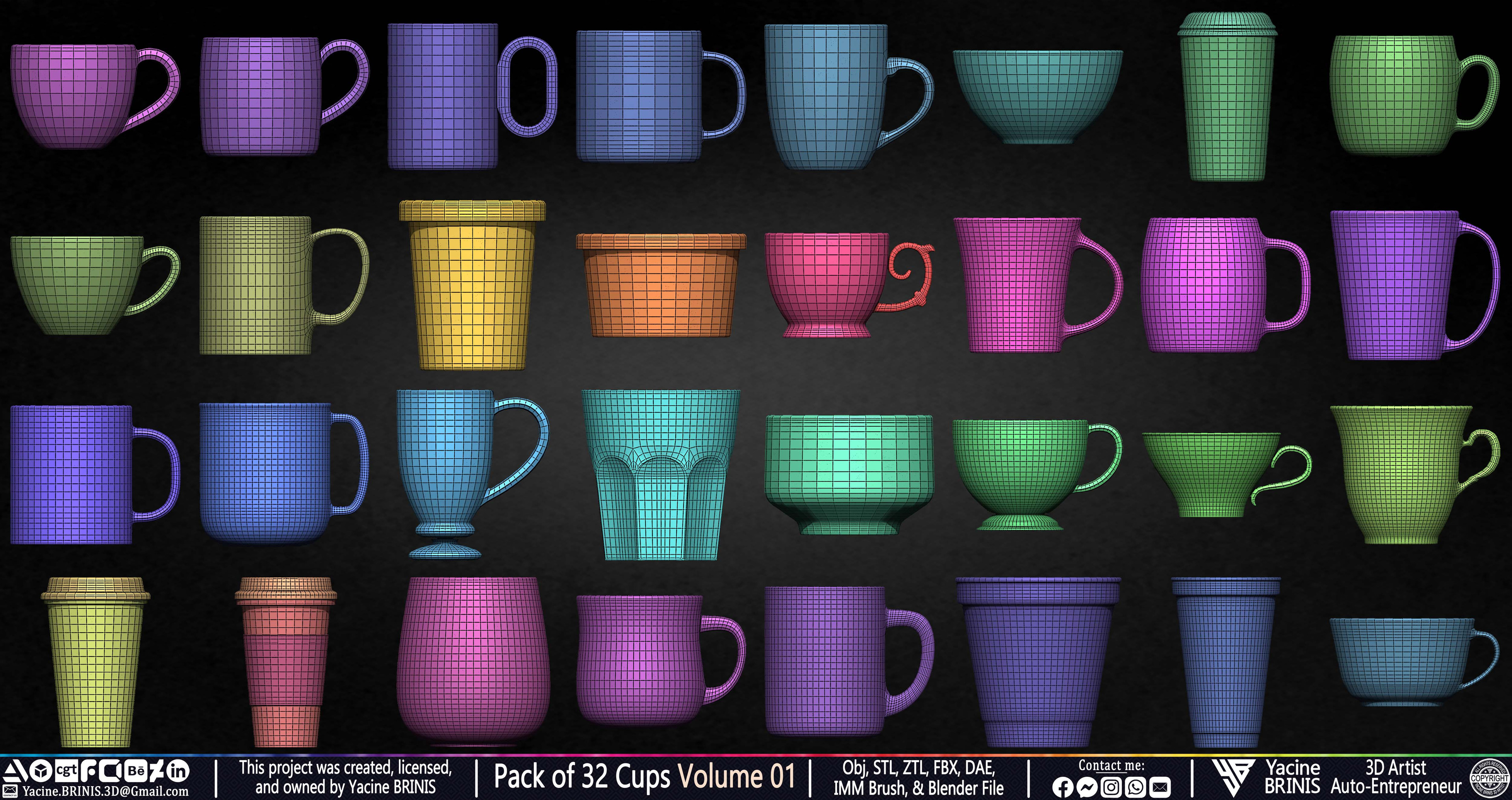 Pack of 32 Cups (Kit &amp; IMM Brush) Volume 01 set 003