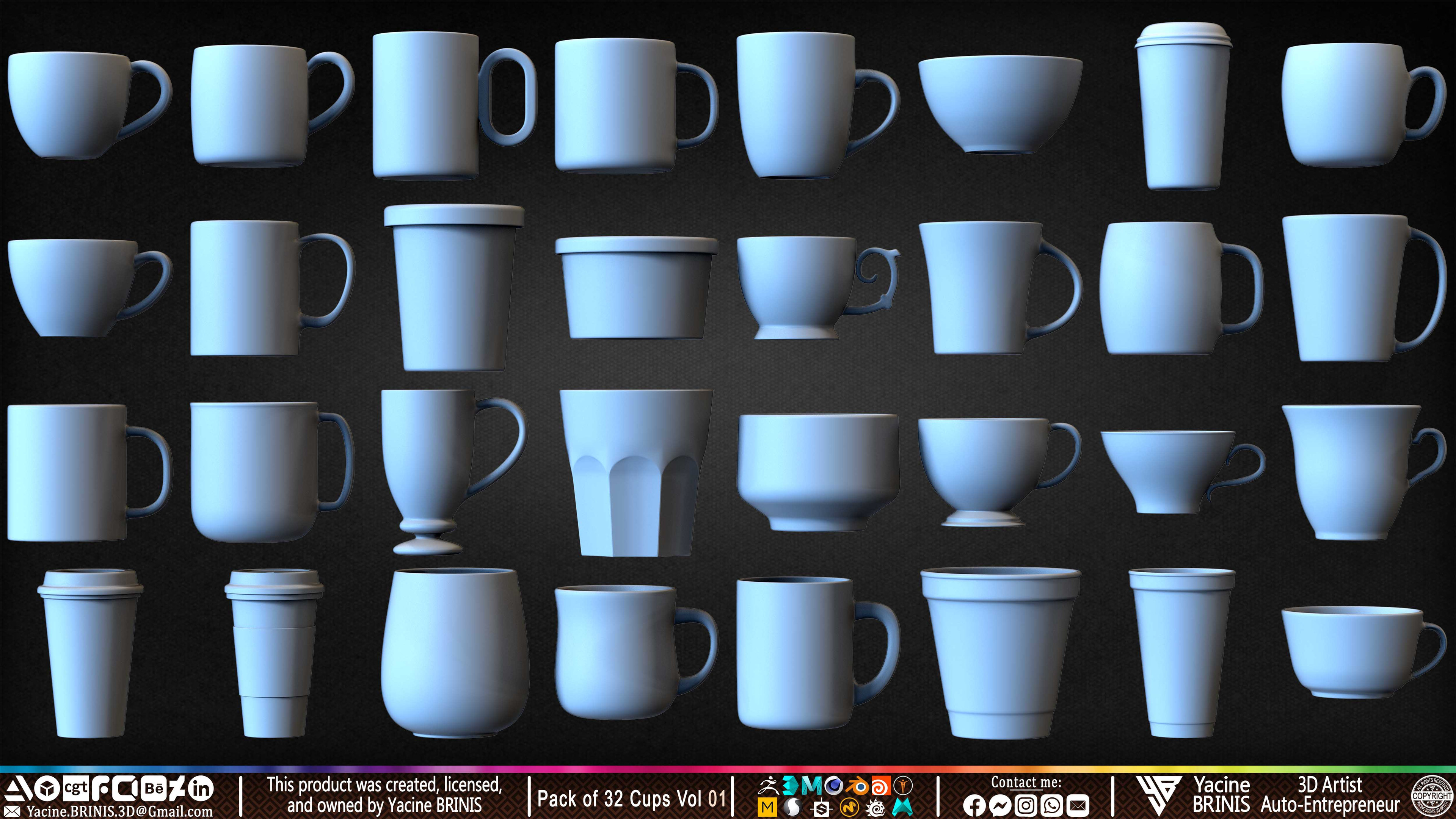 Pack of 32 Cups (Kit &amp; IMM Brush) Volume 01 set 005