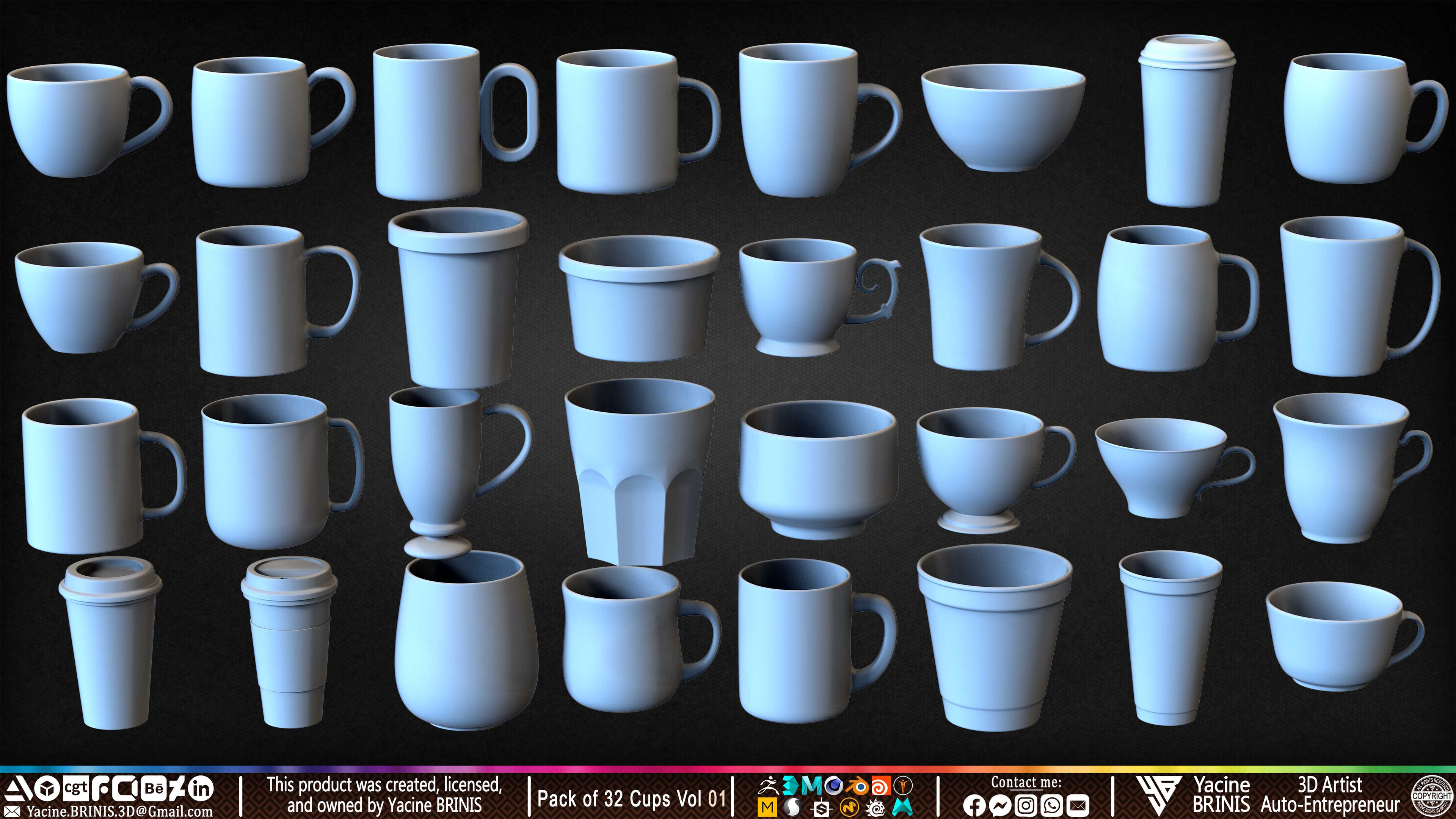 Pack of 32 Cups (Kit &amp; IMM Brush) Volume 01 set 006