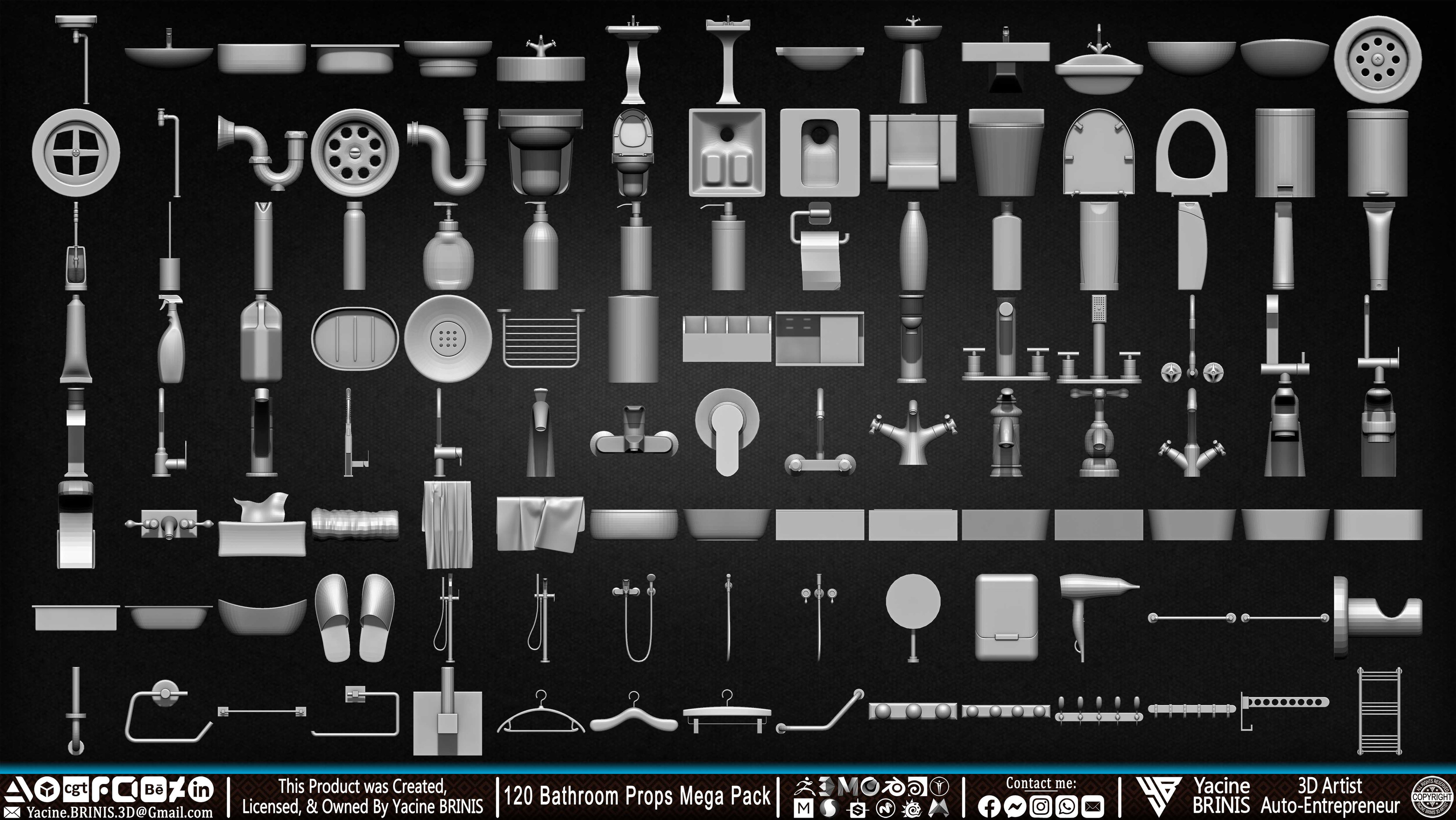 120 Bathroom Props Mega Pack Volume 01 Set 03