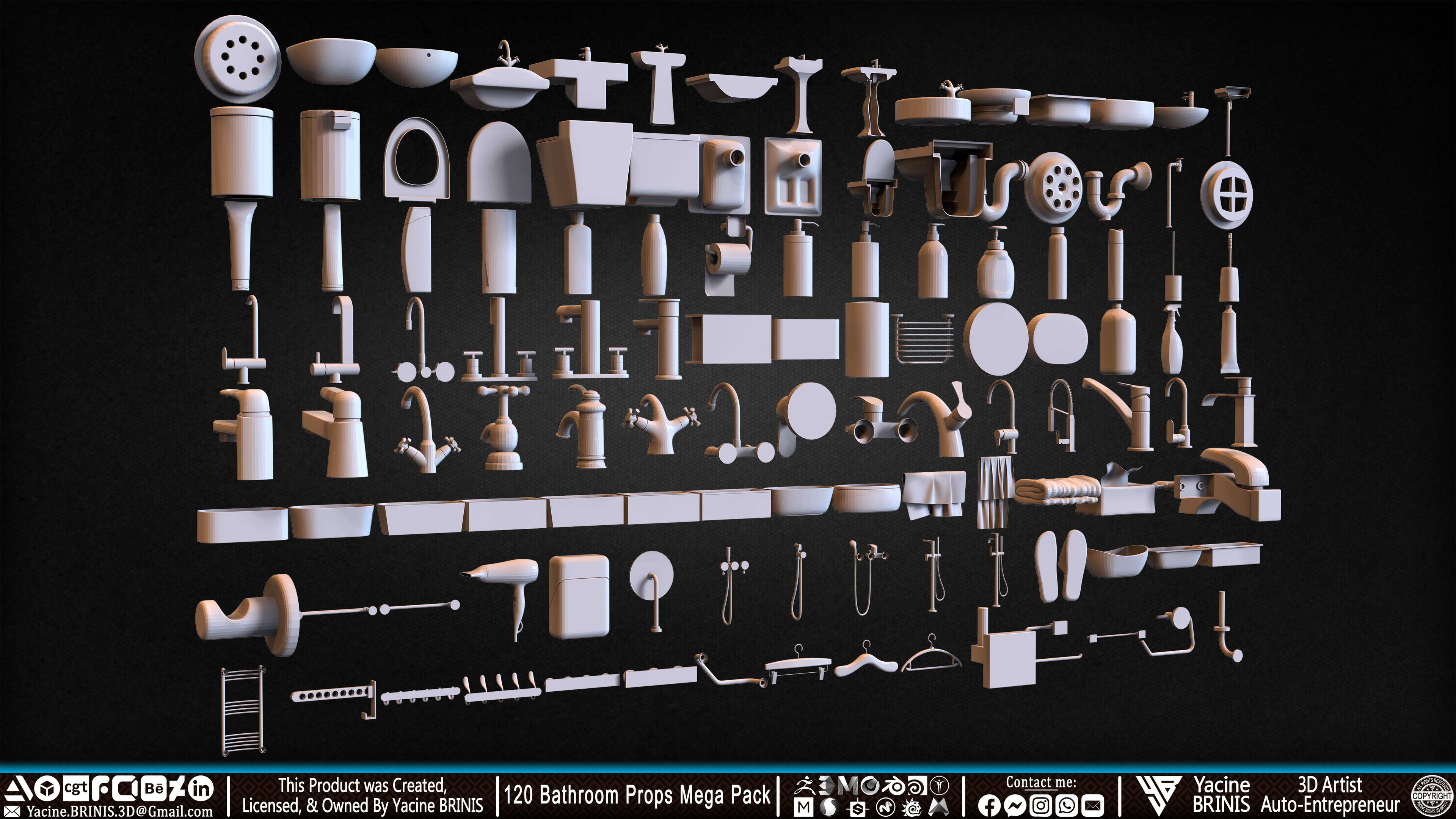120 Bathroom Props Mega Pack Volume 01 Set 09