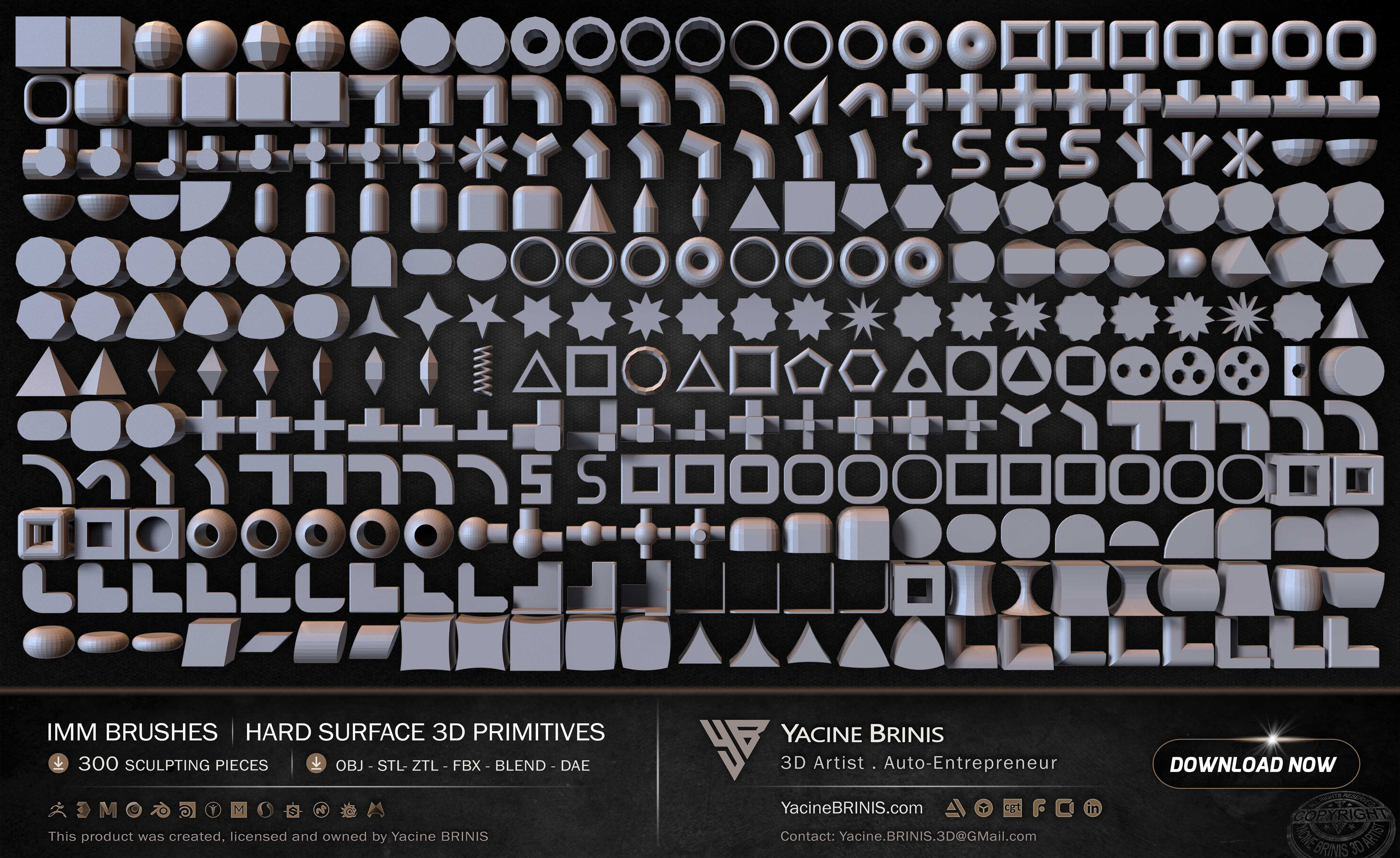 300 Hard Surface IMM 3D Primitives 02