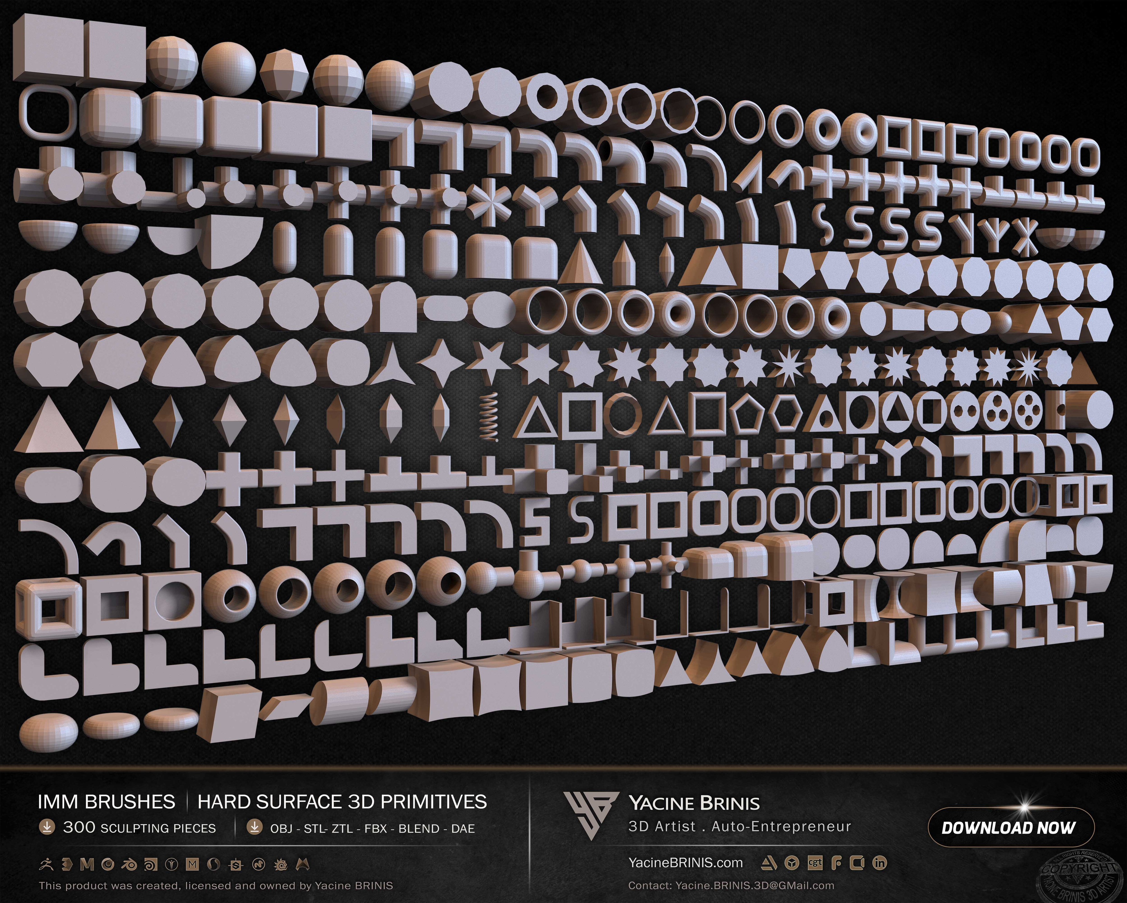 300 Hard Surface IMM 3D Primitives 05