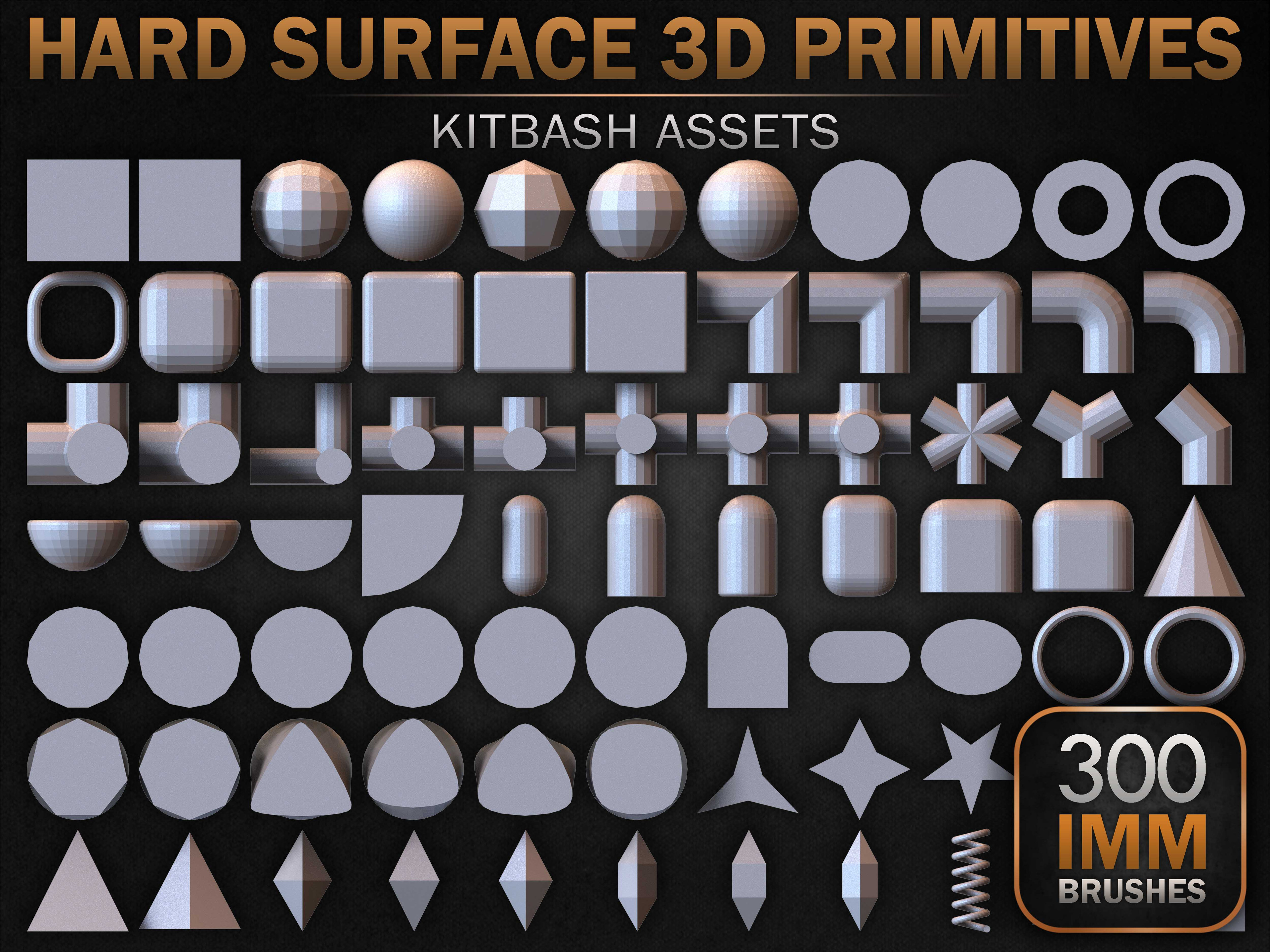300 Hard Surface IMM 3D Primitives 10