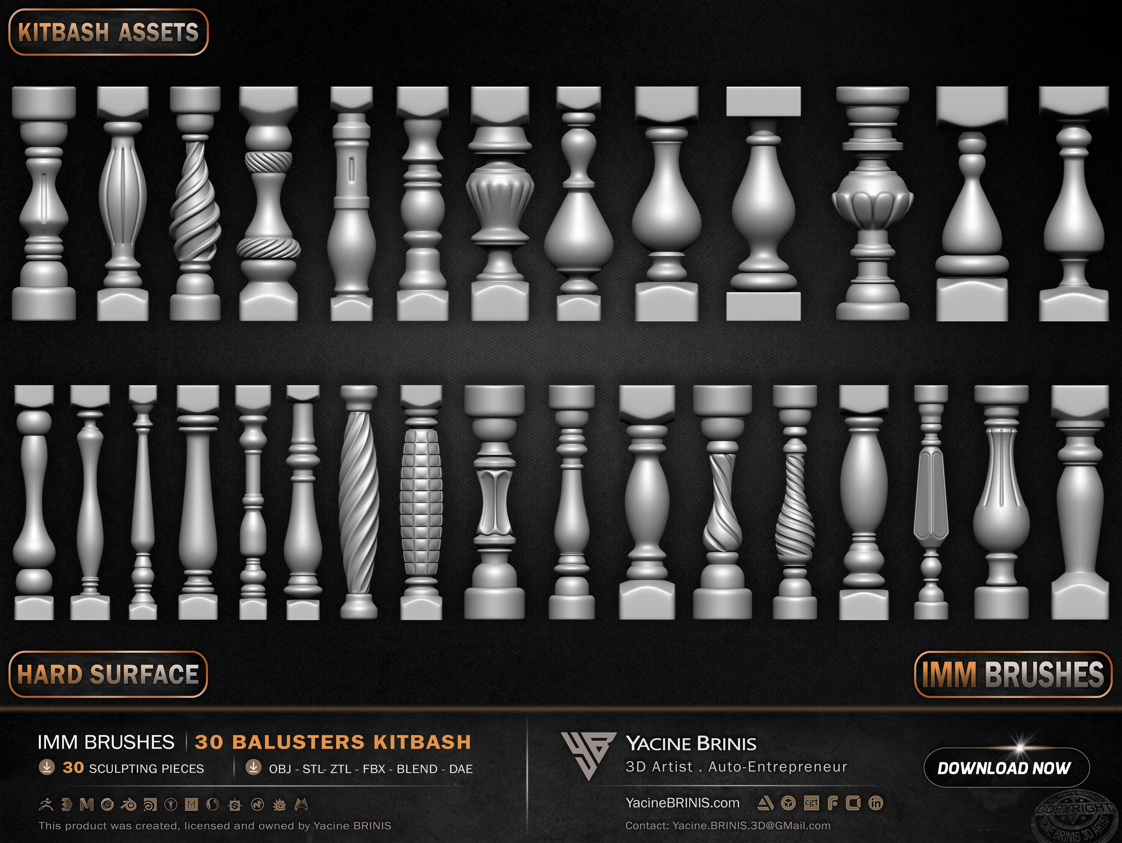 Collection of Balusters Kitbash 02