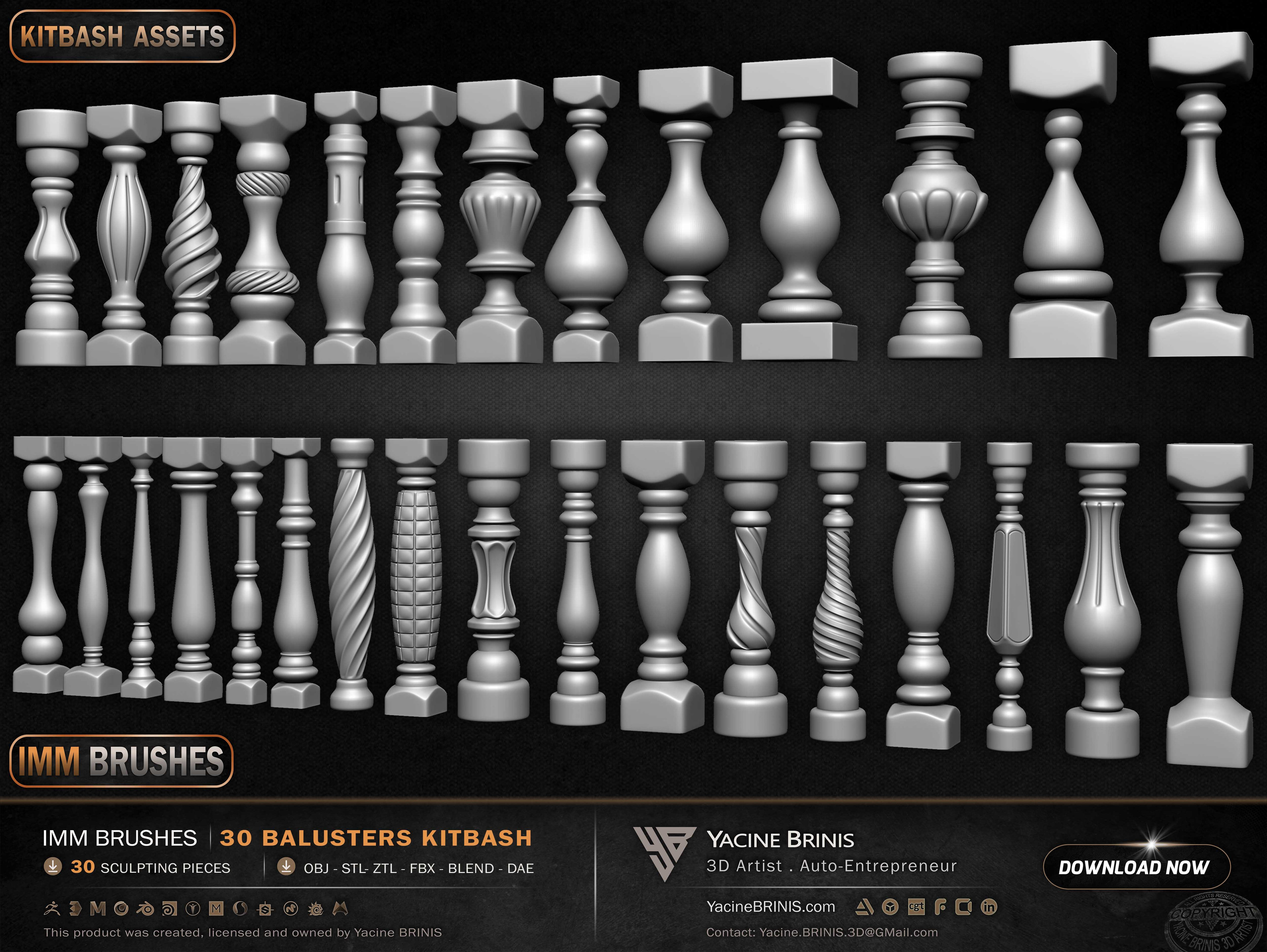 Collection of Balusters Kitbash 04