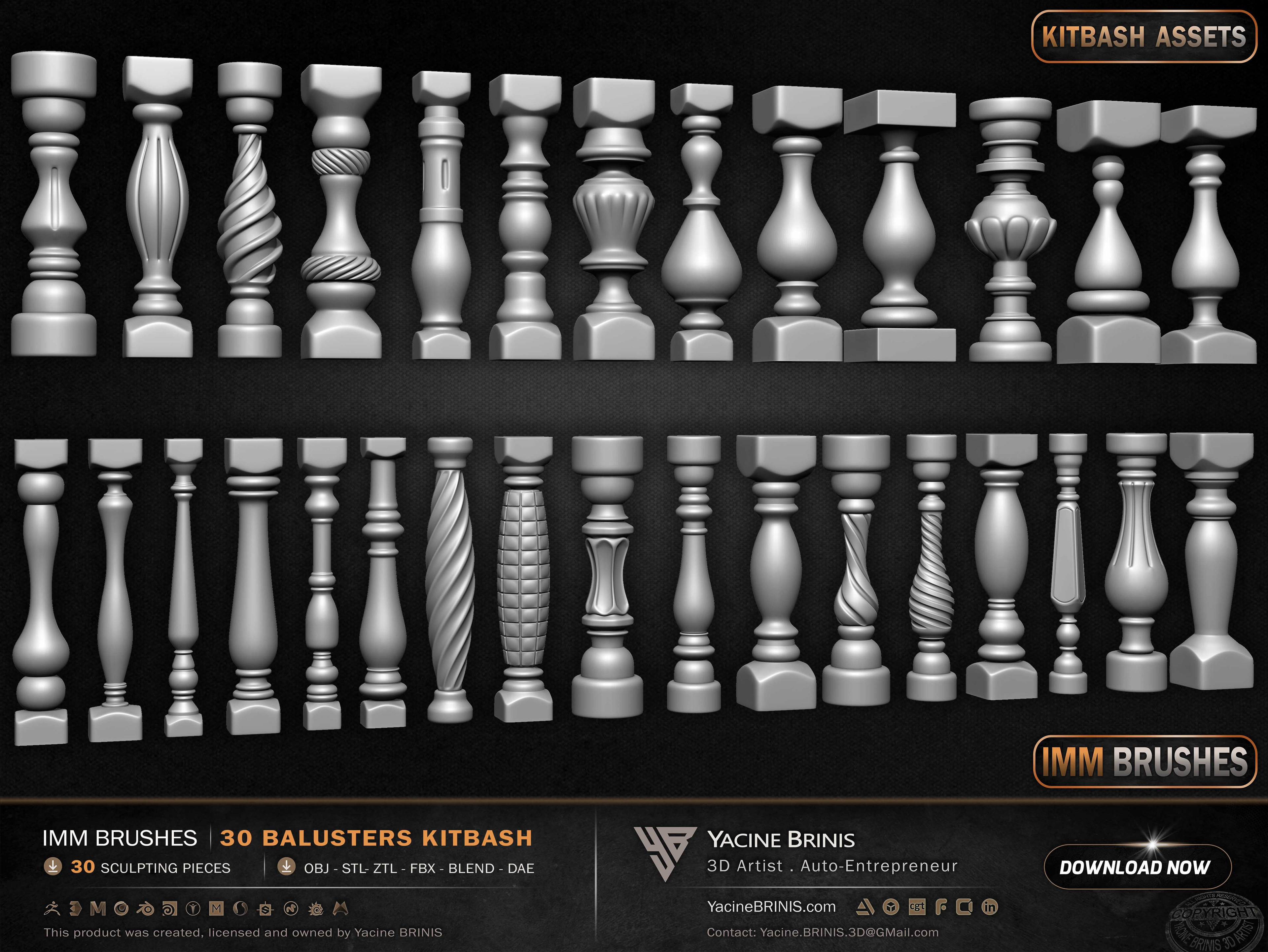 Collection of Balusters Kitbash 06