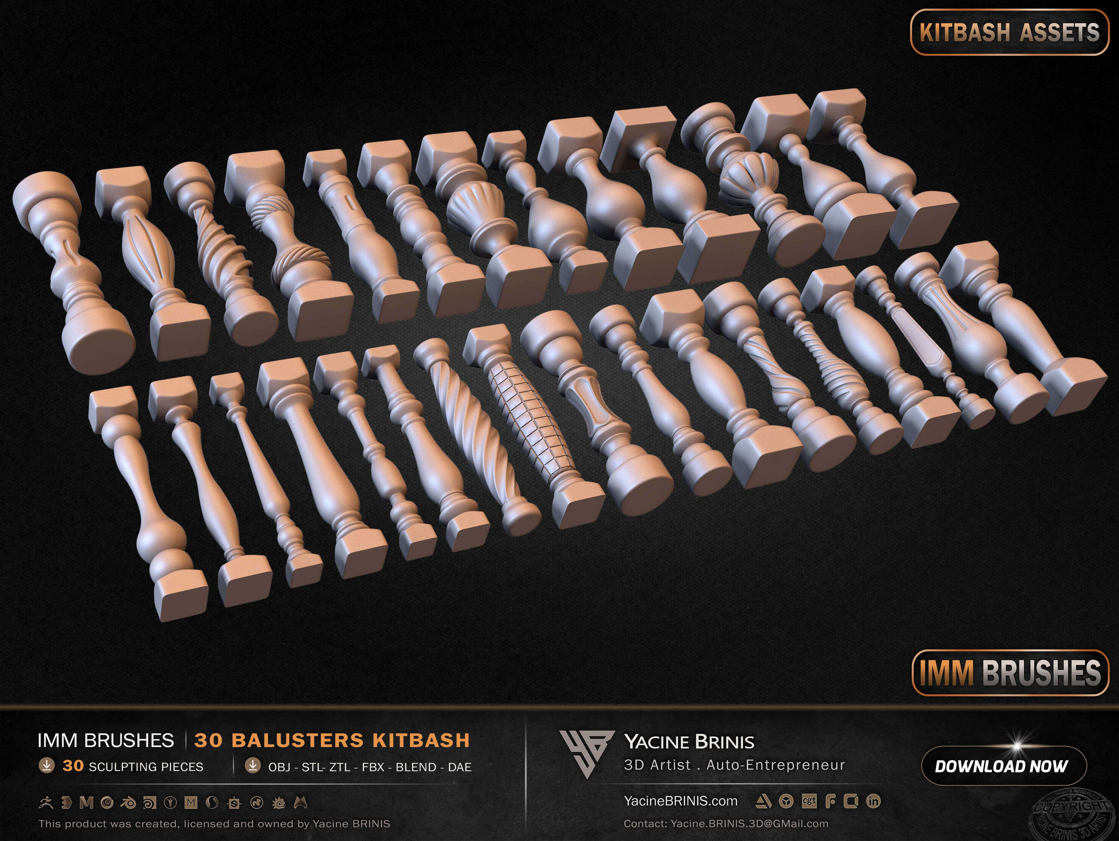 Collection of Balusters Kitbash 08