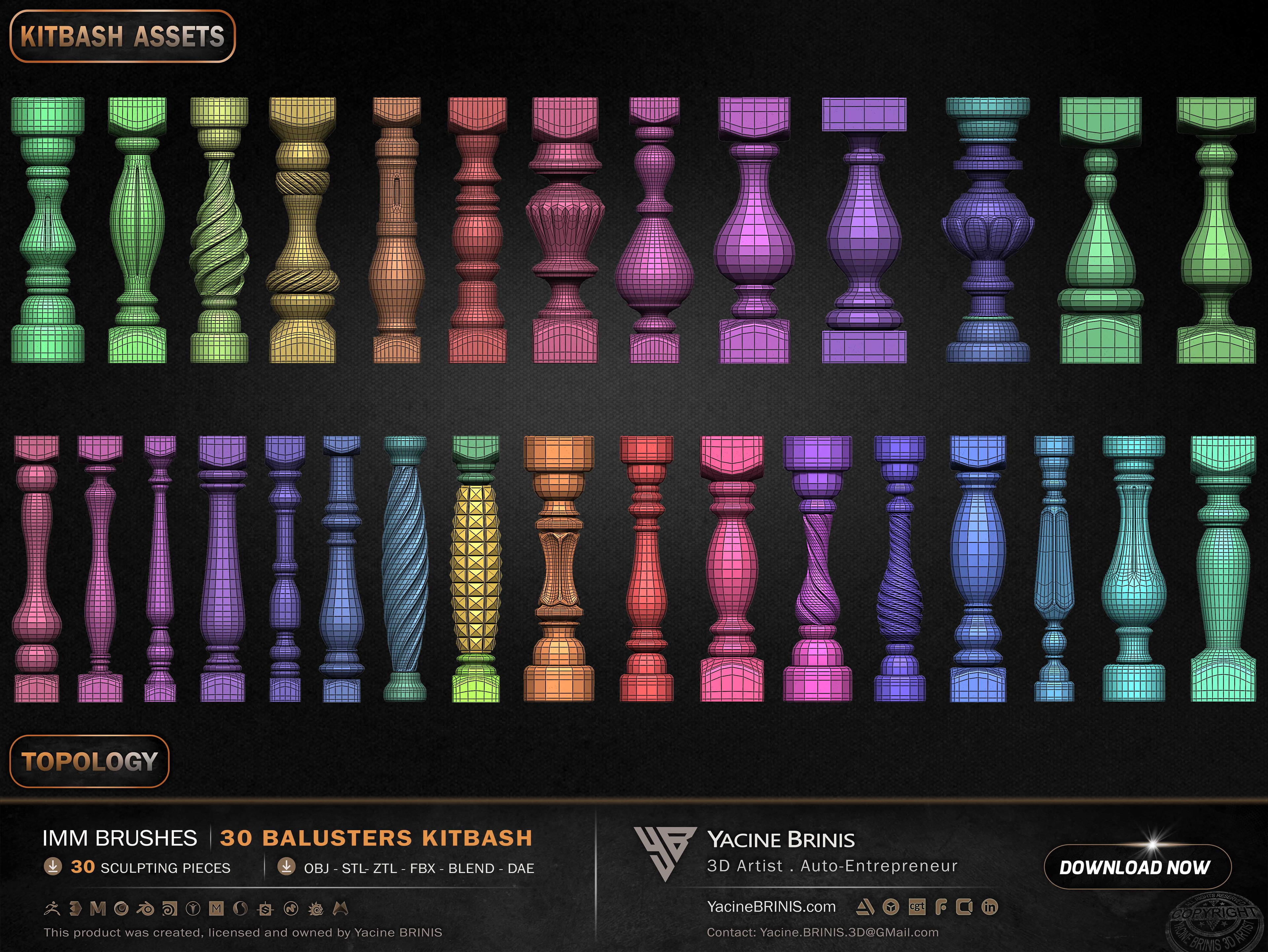 Collection of Balusters Kitbash 10