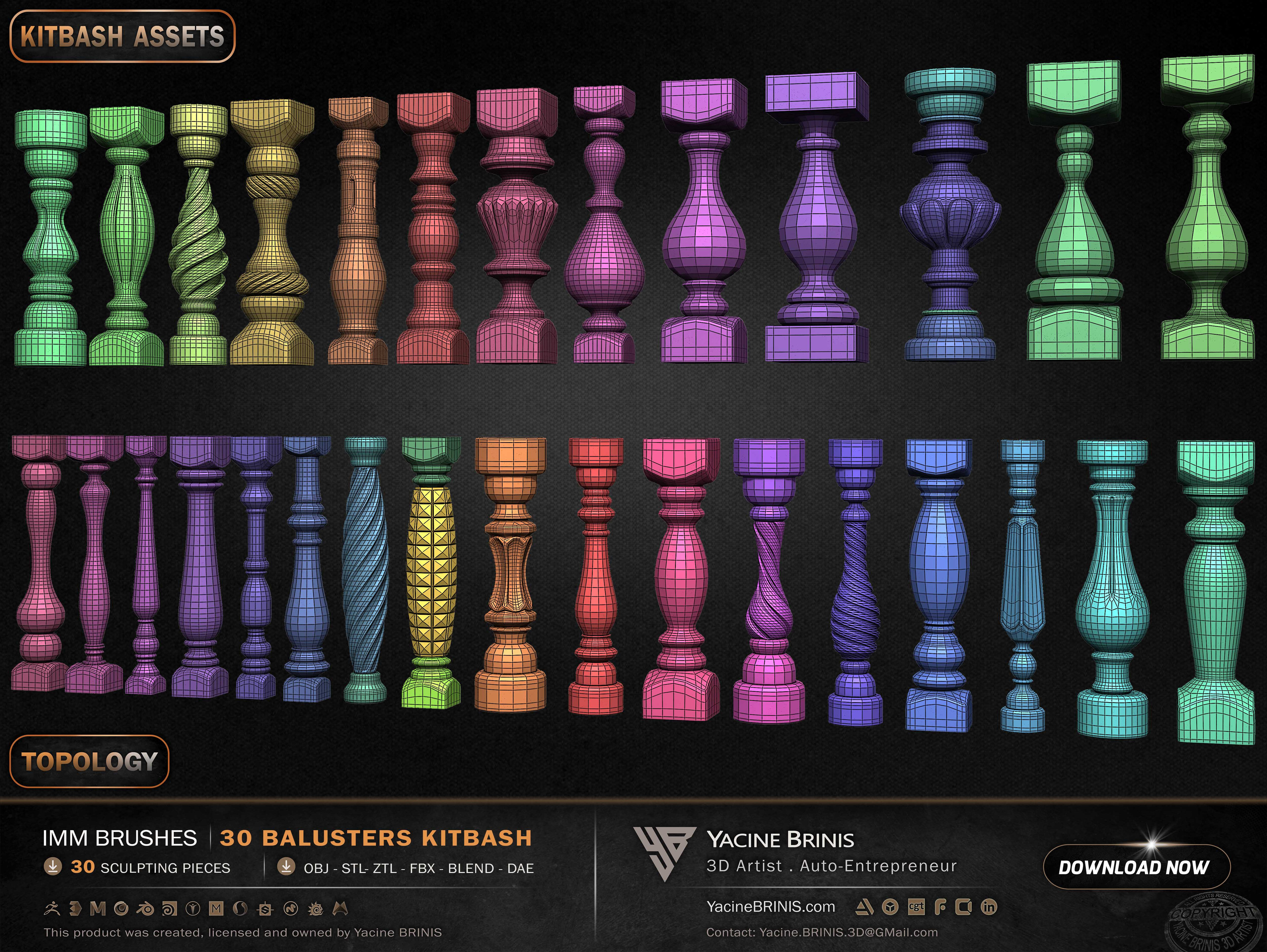 Collection of Balusters Kitbash 11