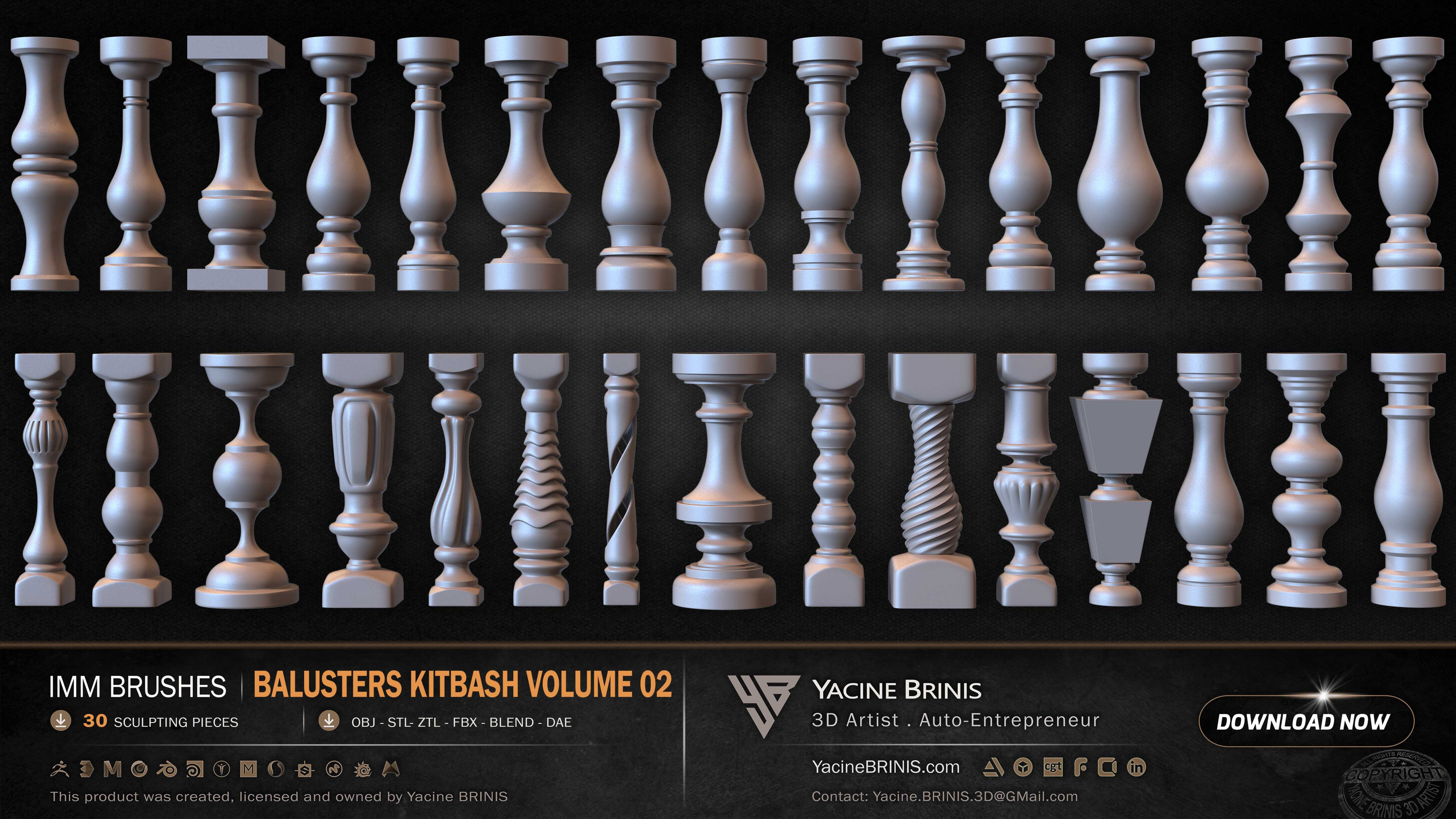 Collection of Balusters Kitbash 18