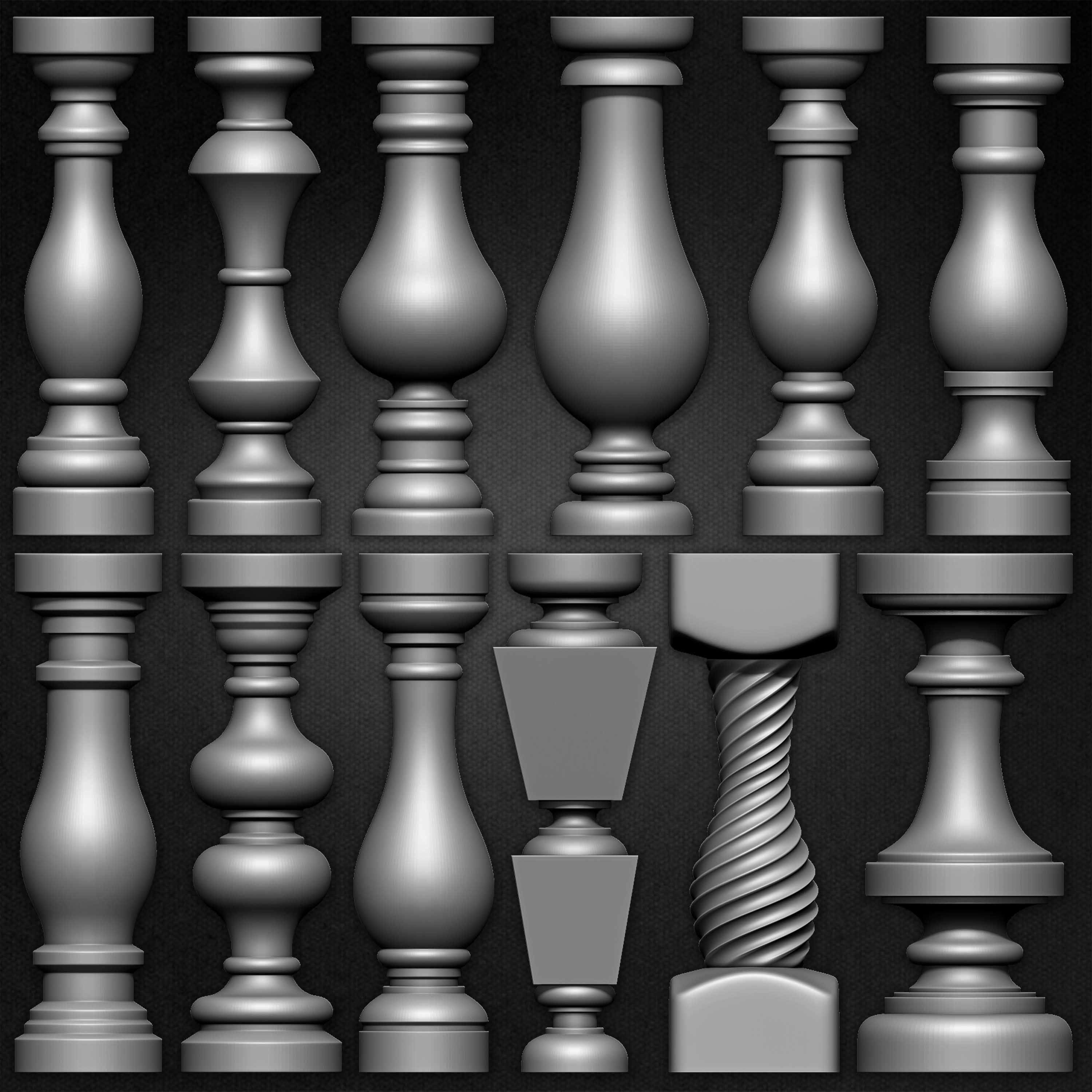 Collection of Balusters Kitbash 21