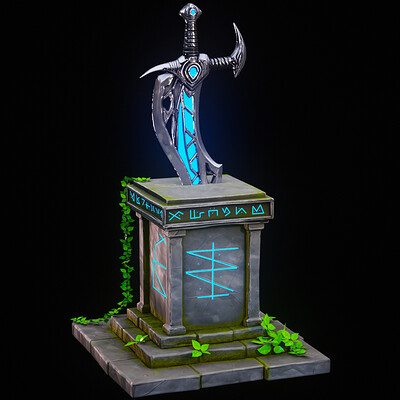 Stylized Alien Sword in Stone
