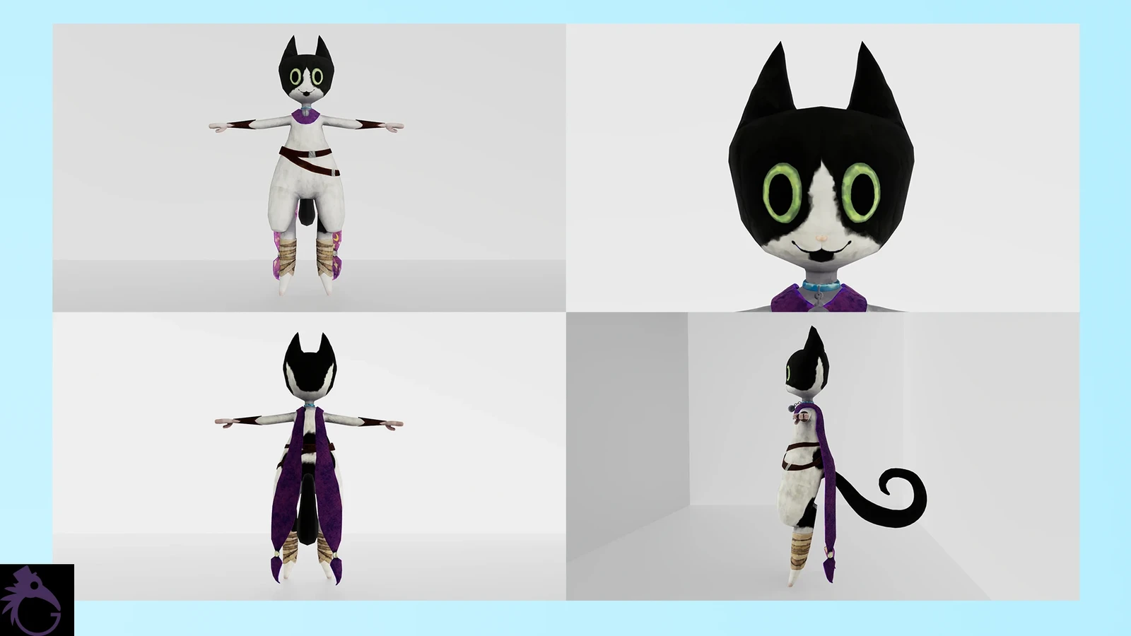 Character orthographic, with face close up. 