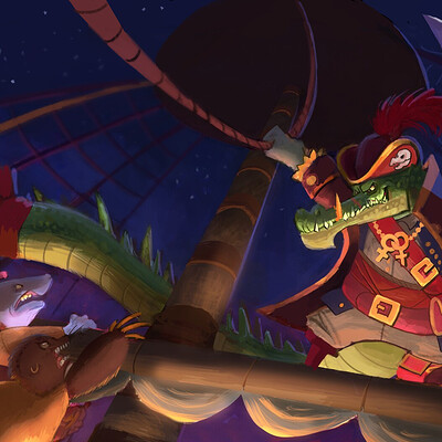 Crocodile Pirate Fight