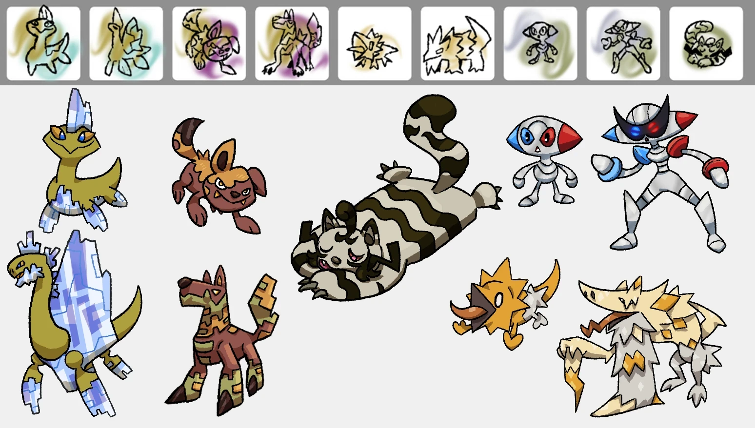 Fossil Plesio, Fossil Canine, Tiger Rug, Robo Hero, Spikey Lizard