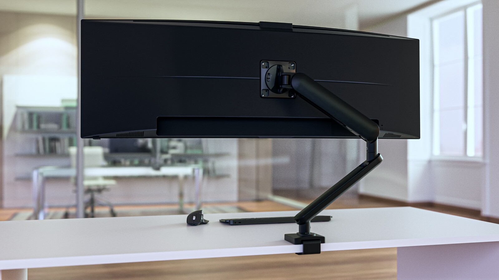 3D Rendered Office with Monitor Setup