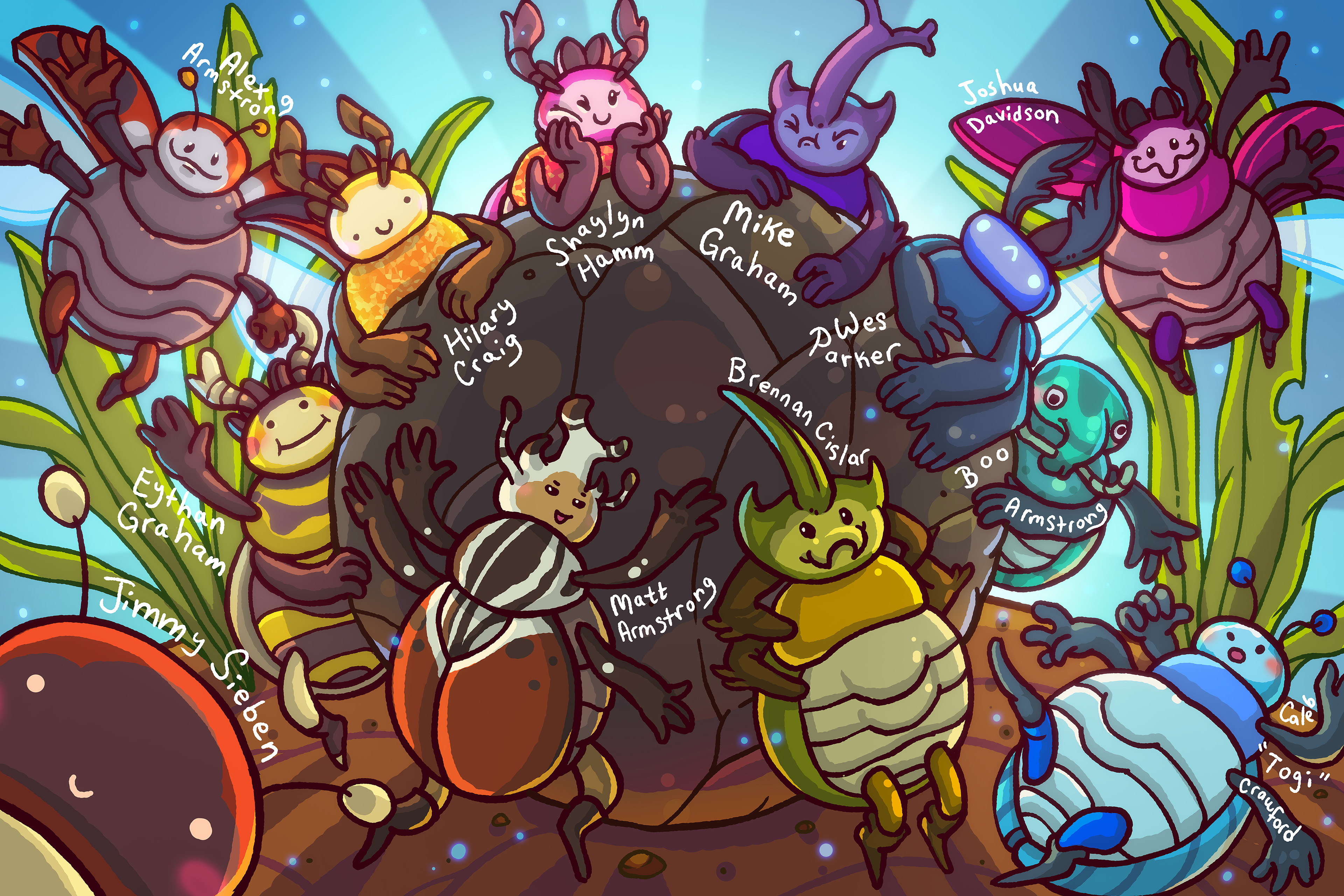 Team illustration for social media for our game launch