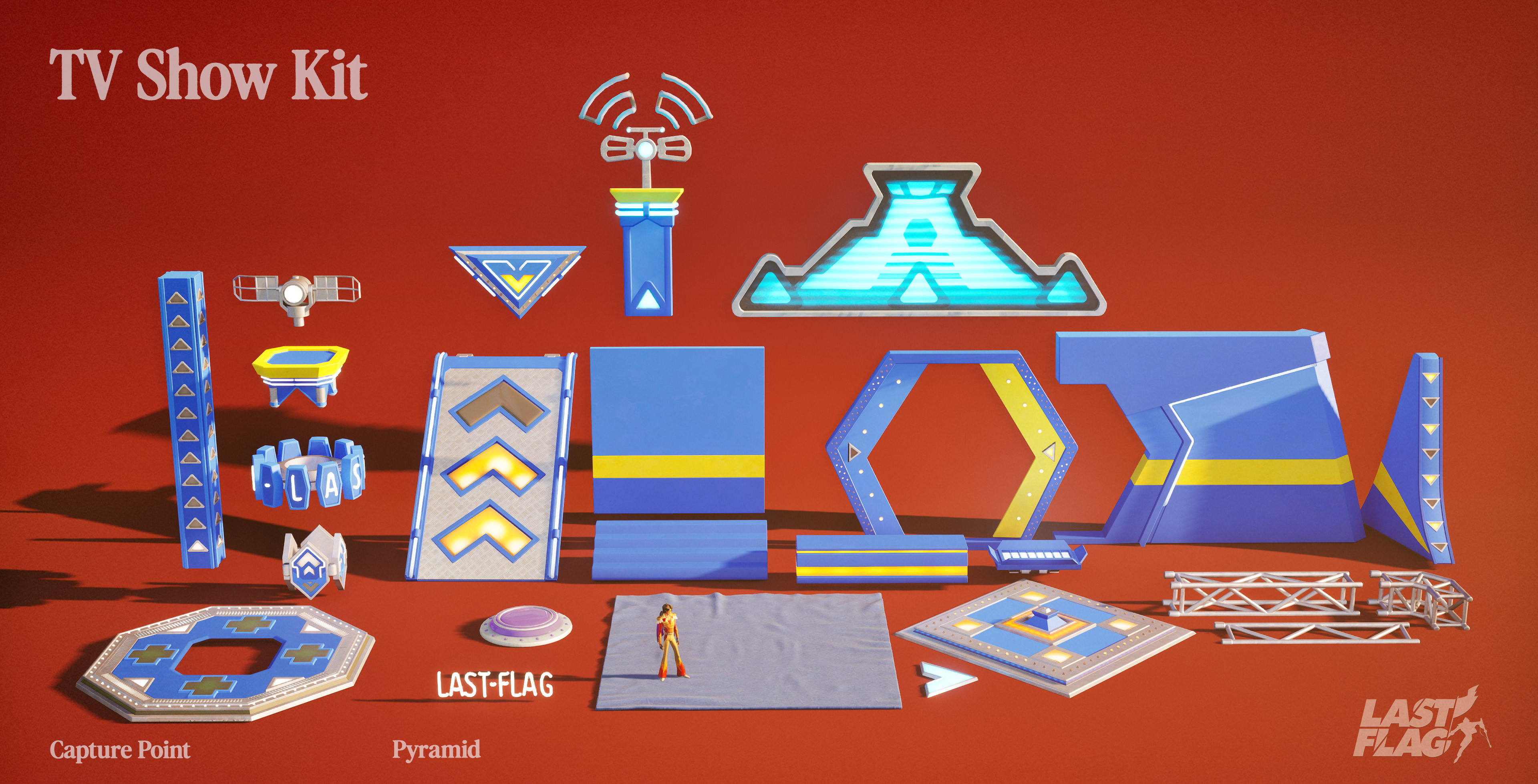 Some of the TV Show assets. These were used on the Pyramid, Control Points and in the Greenroom