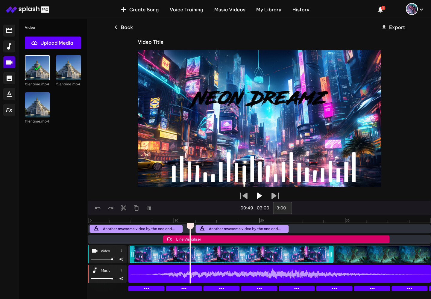 A design showing the video editor, which would allow users to create music videos.