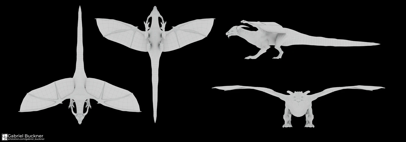 Dragon Wireframe - Tri Count: 36,294