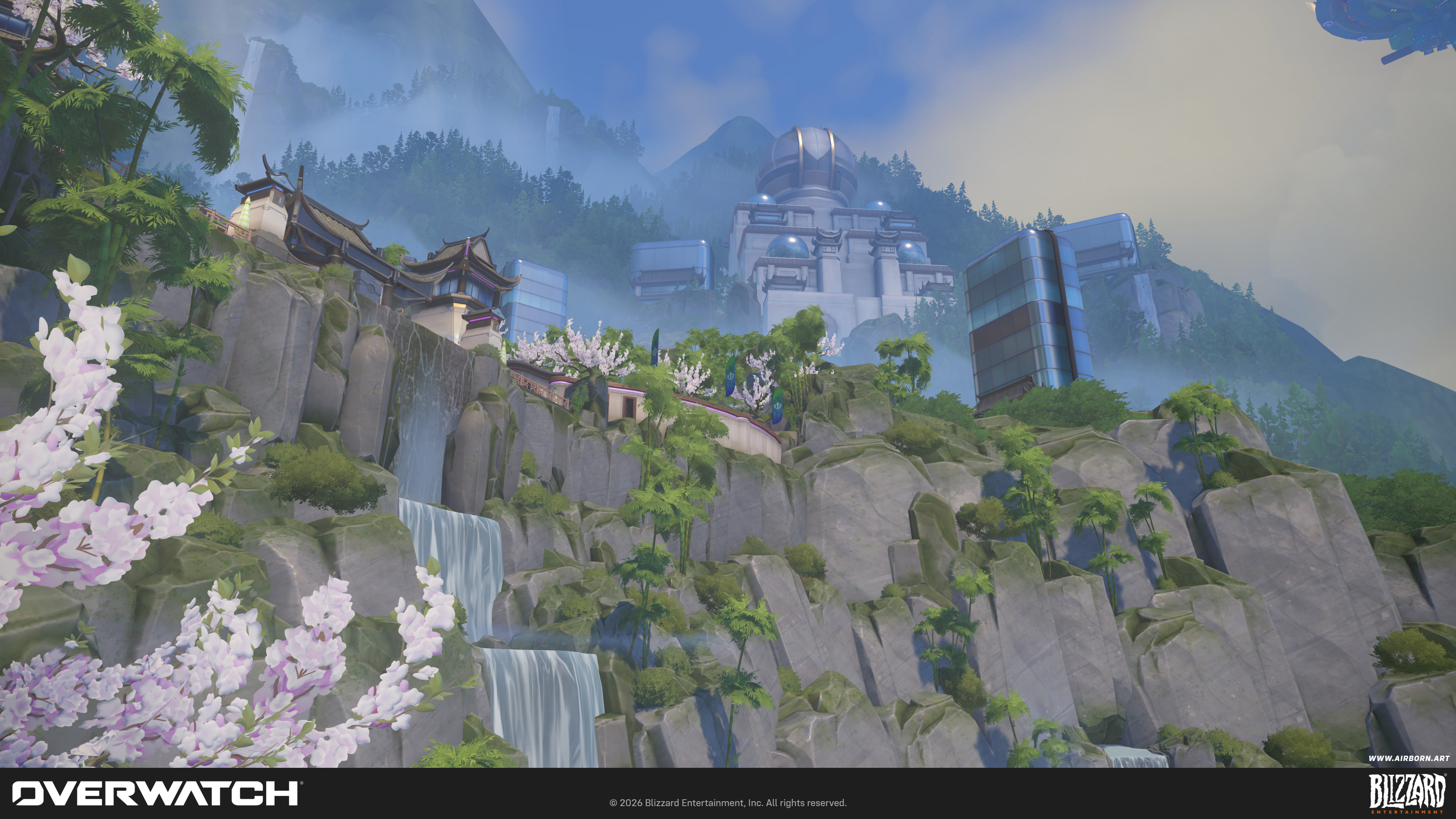 Cliff side view of the backdrop, rock and bamboo tree assets were created by Marie Lazar and put together by me.