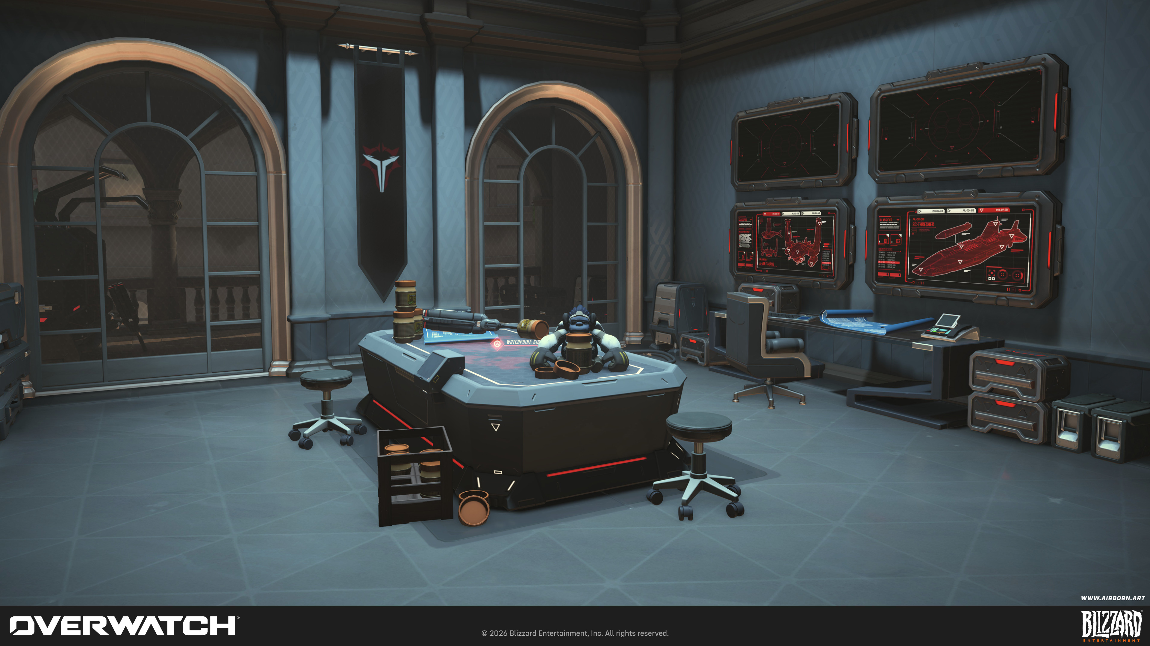 I was also tasked to artpass and set dress the side spawnrooms for Serenza, each side of the map has a different themeing.