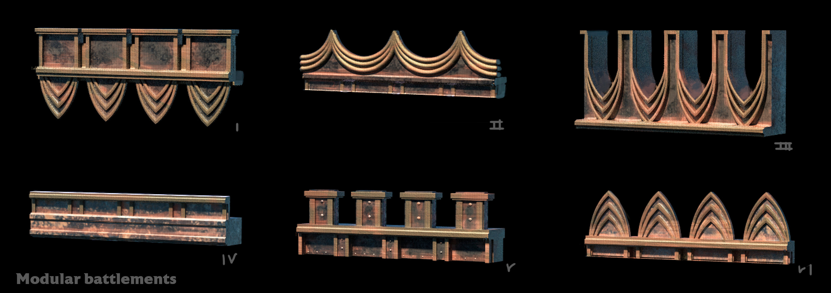 Modular City wall explorations, battlements