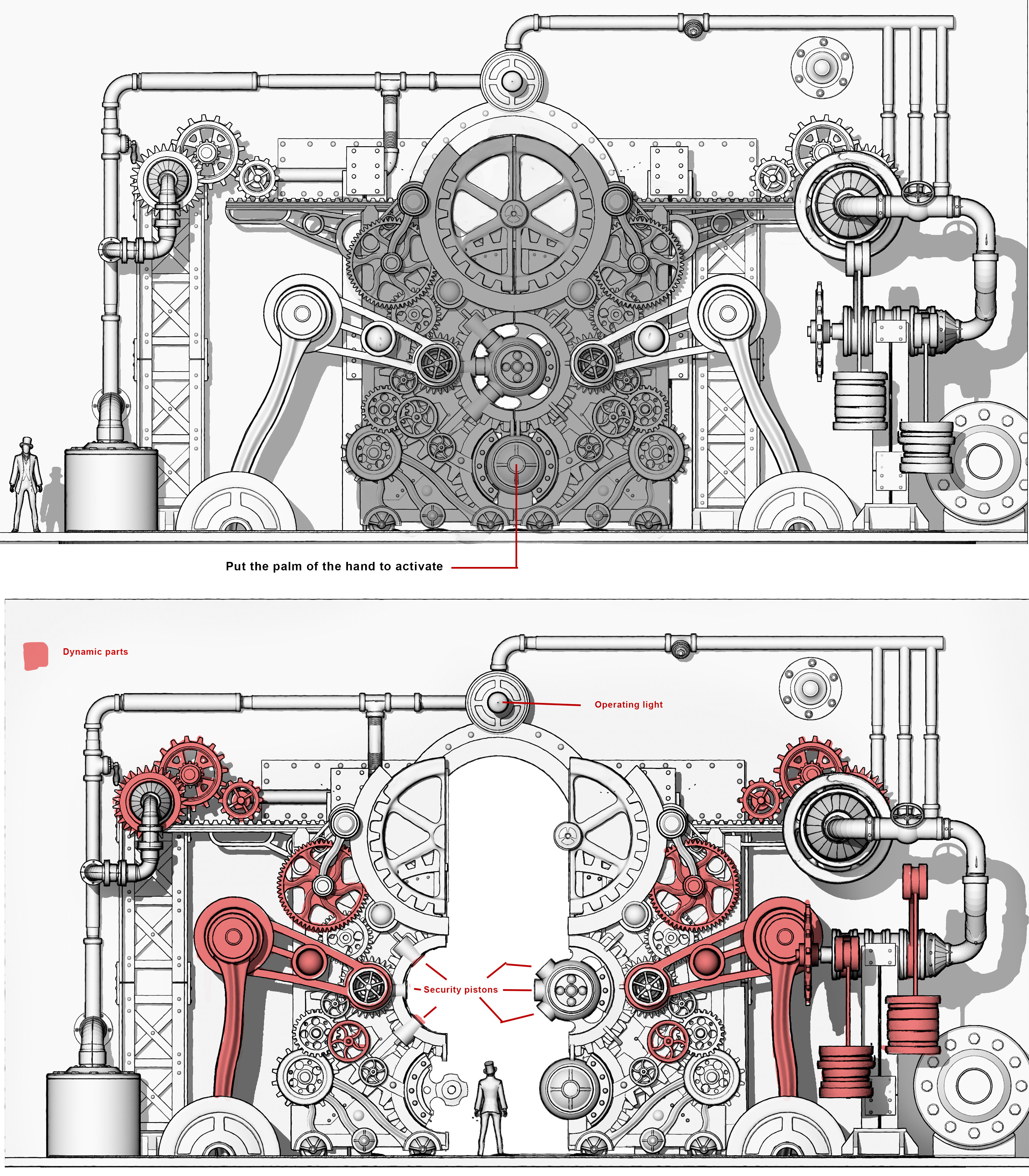 Hangar steampunk gates design