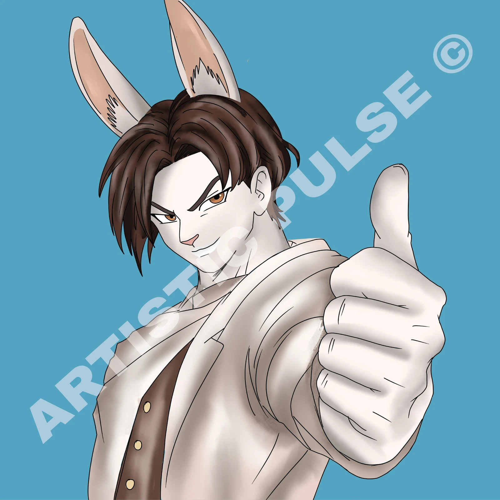 Fully rendered version emphasizing color, shading, and personality of the bunny-eared character.