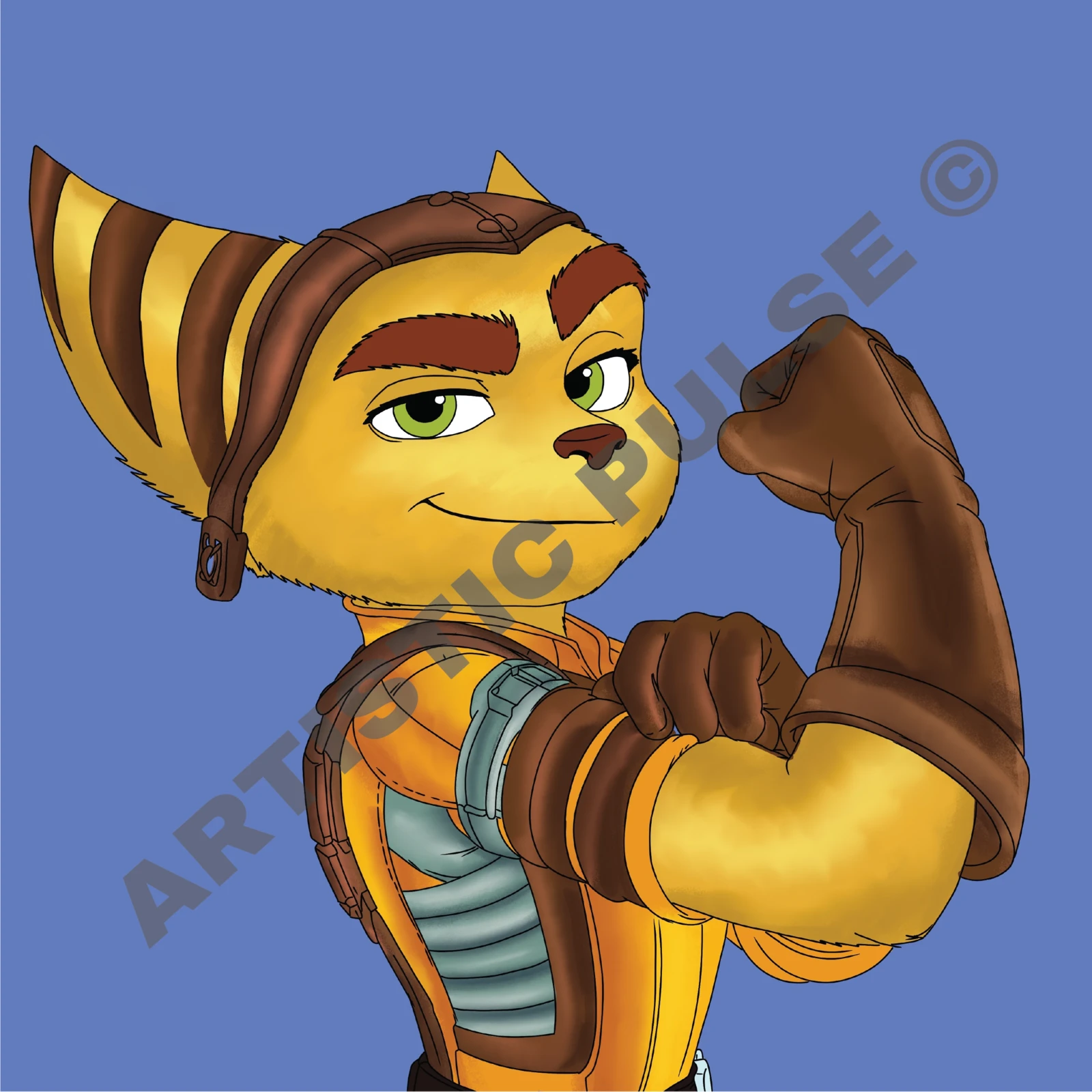 Final rendered illustration featuring detailed materials, warm lighting, and iconic Ratchet attitude.