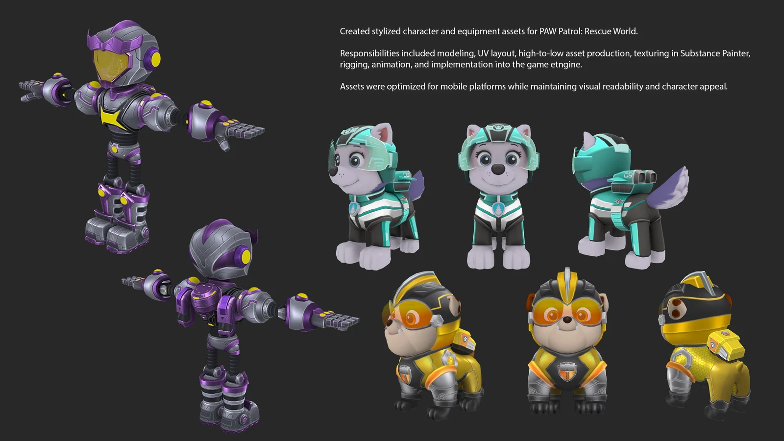 Character asset creation for PAW Patrol Rescue World