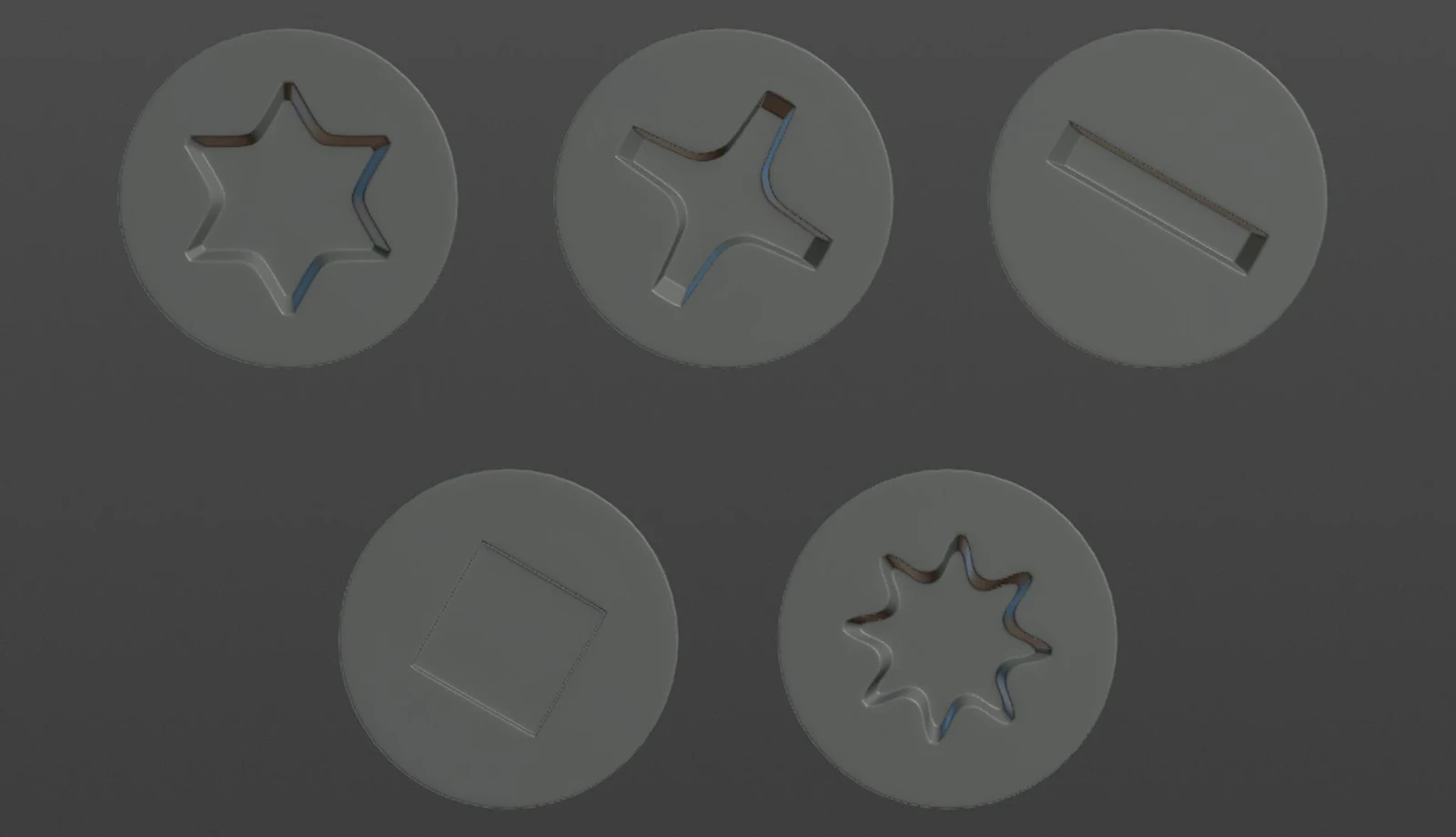 5 screw front shapes