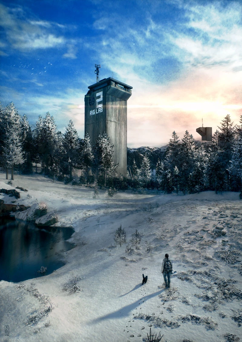 The Long Walk | Snowy Forest Journey, Comics Style Illustration, Cat Companion