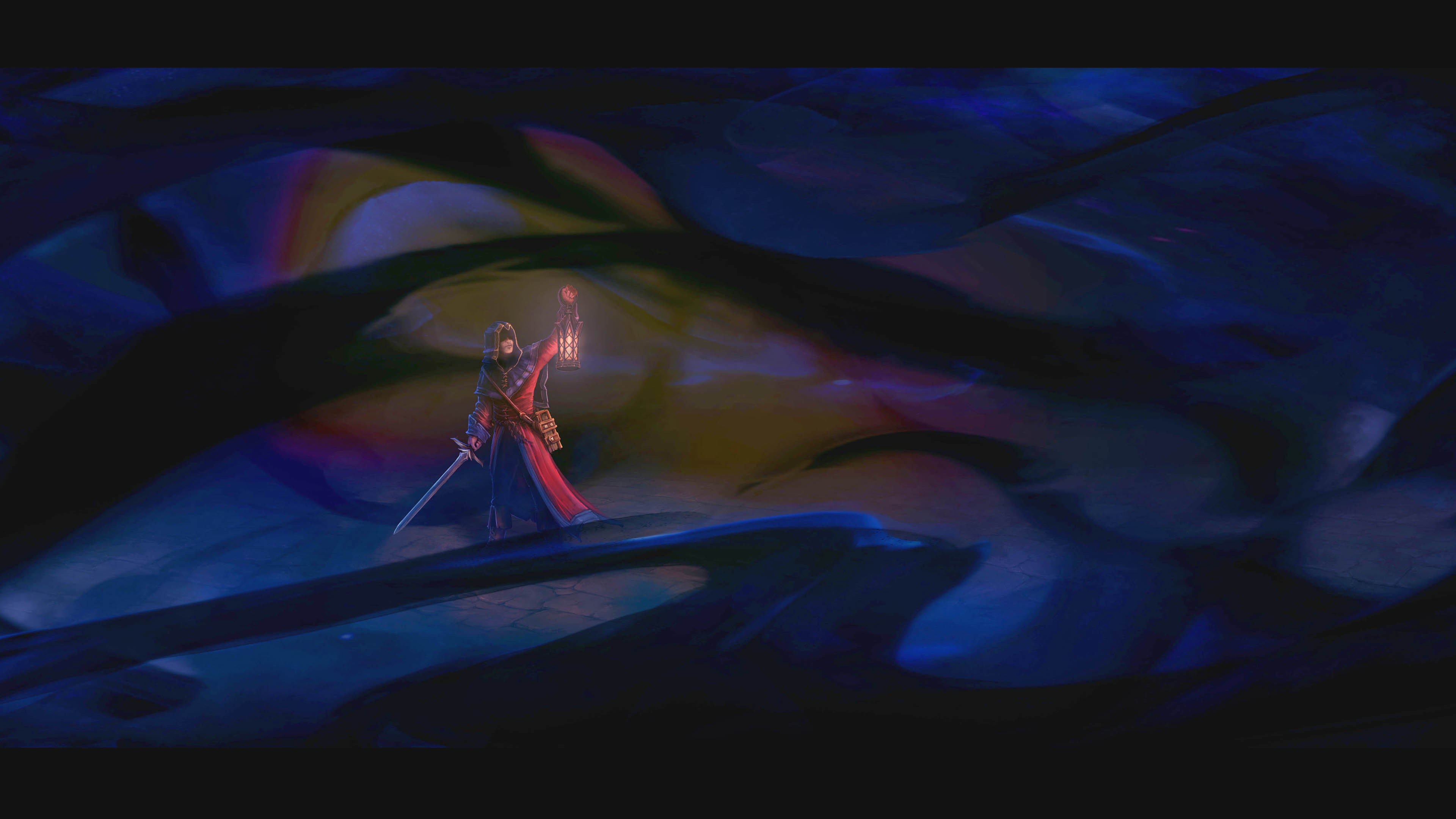 Man travels through the twisting darkness.
