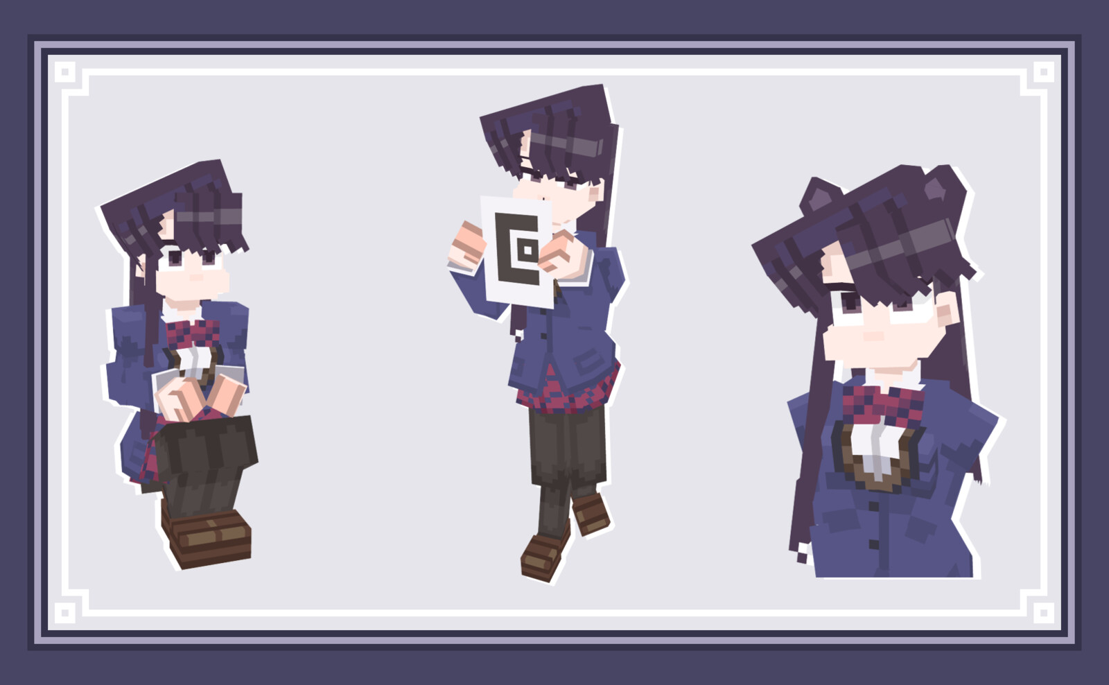 The model in different poses