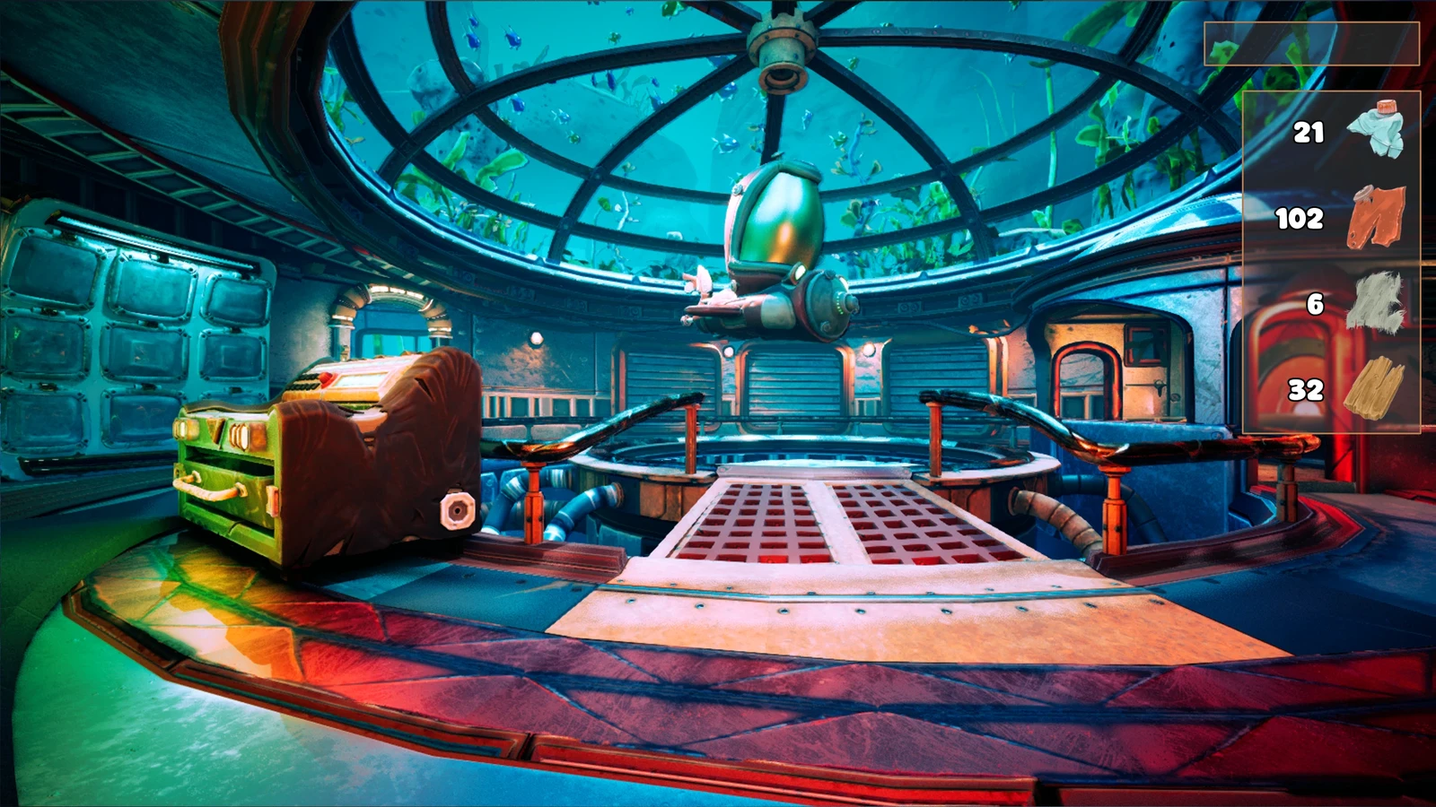 Here is the Hub where the player can store collectibles, recycle them into materials, craft equipment and upgrade the ship with new modules.

Art: Yohan Monange
UI : Lucas Lecante
Music: Bonaru