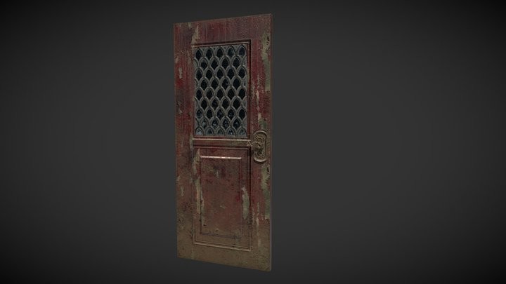 Weathered Low Poly Door and Knob