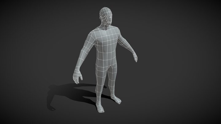 ArtStation - Male Body Base Mesh 3D Model 1000 Polygons