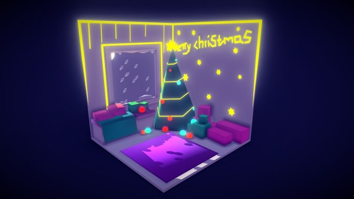 ArtStation - Christmas Night Room - Low poly