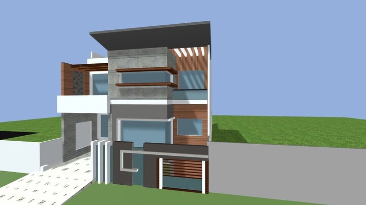 ArtStation - Front Elevation Of House Design with Free Download 3d Model