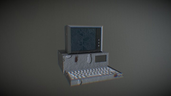 ArtStation - Low - Poly burned old computer