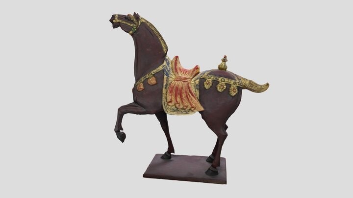ArtStation - Antique Wood Carving - Tang Horse Red Large 3