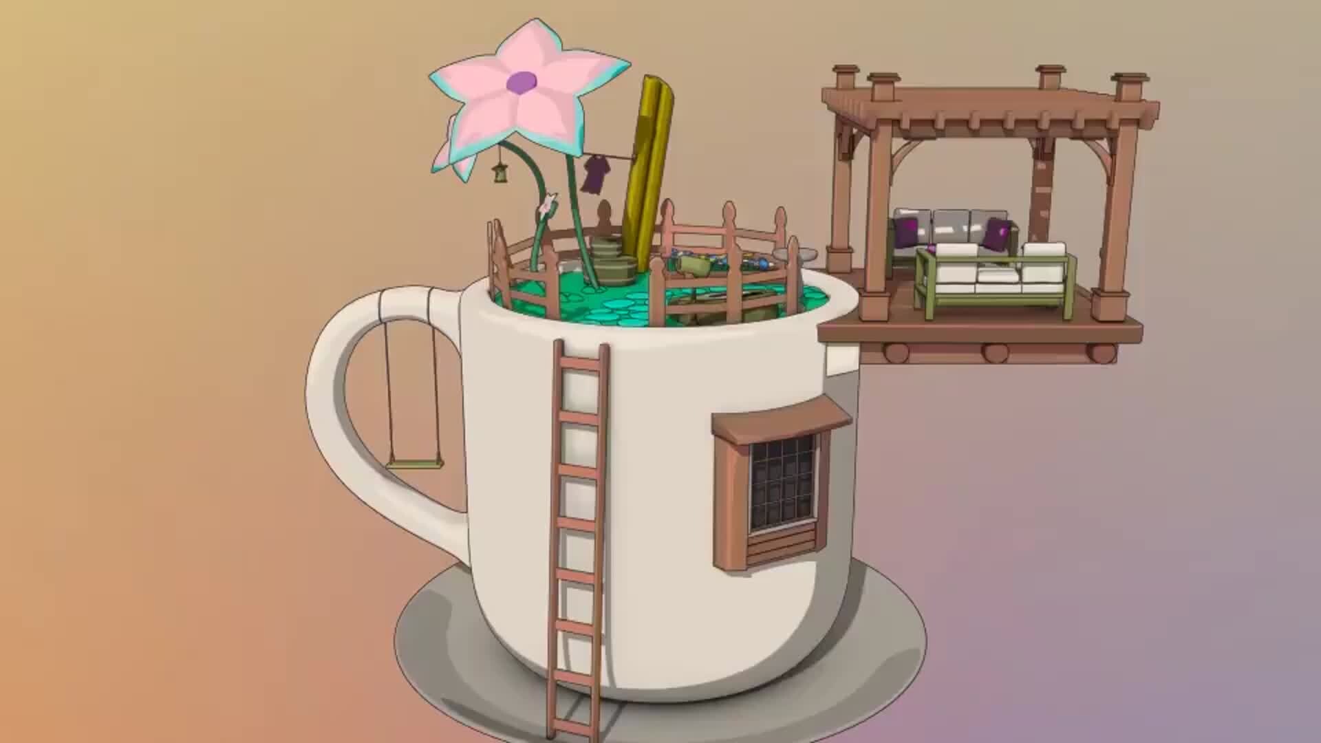 ArtStation Plant mug house set