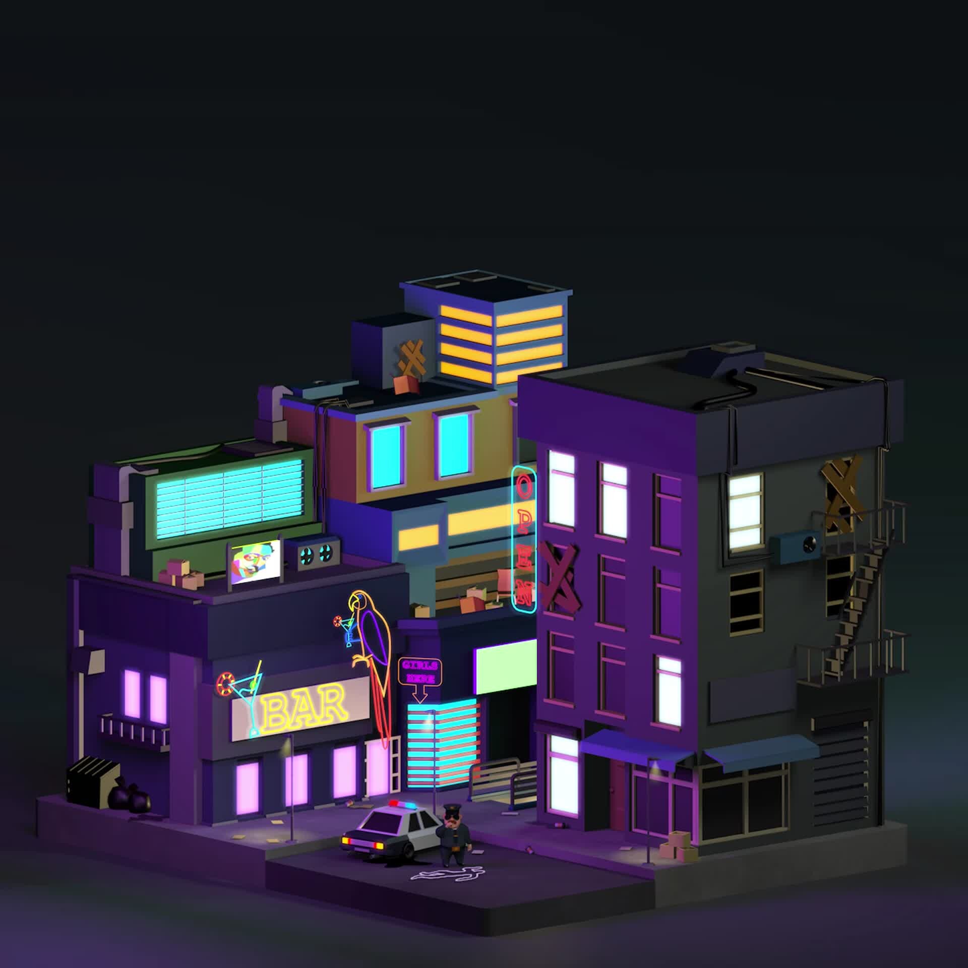 ArtStation - Night City Low poly