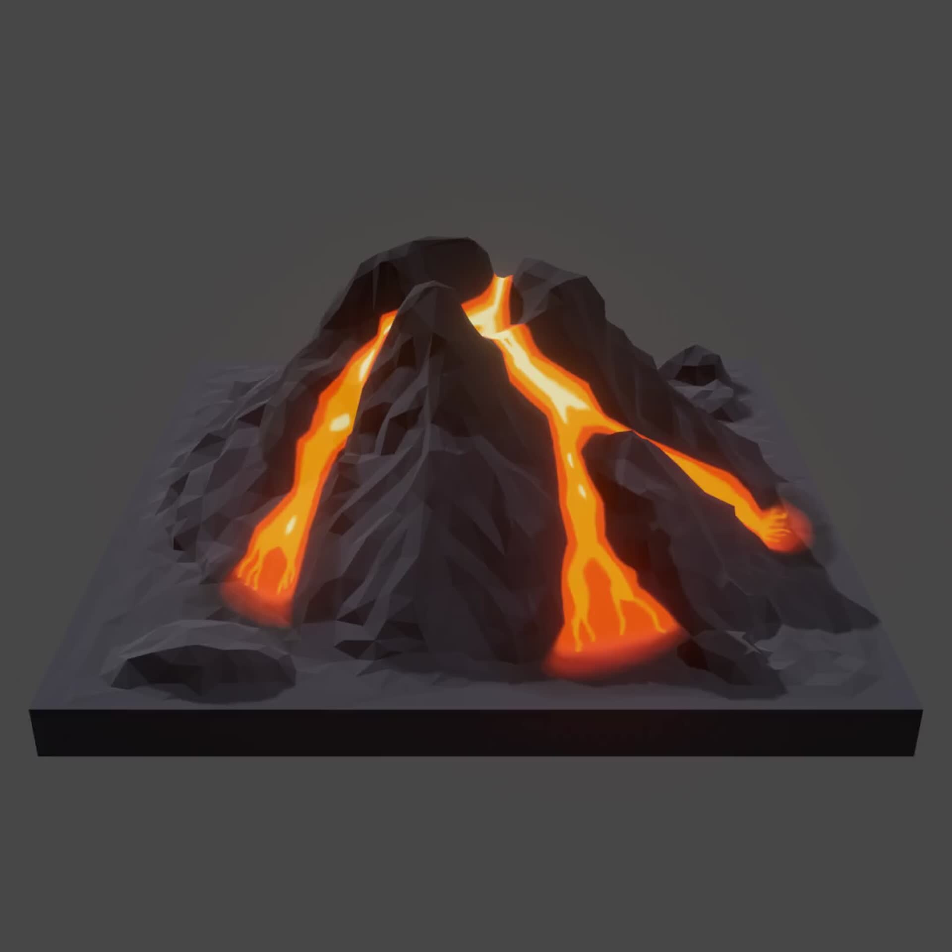 ArtStation - Quick Project : Low poly style Volcano