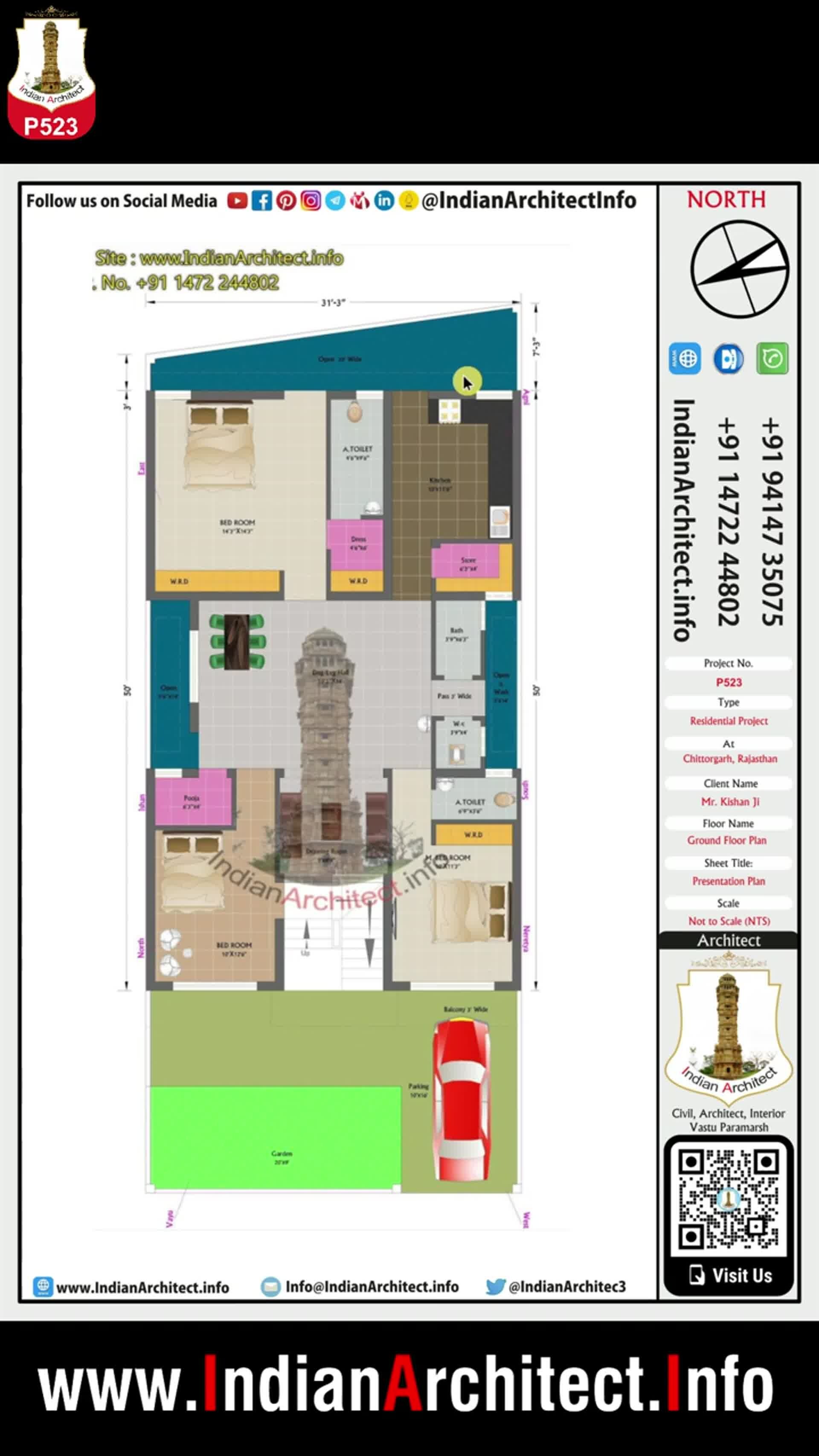 Here is 2D Plan and 3D view Residential Project Mr. Kishan Ji At Pipalwas,C...