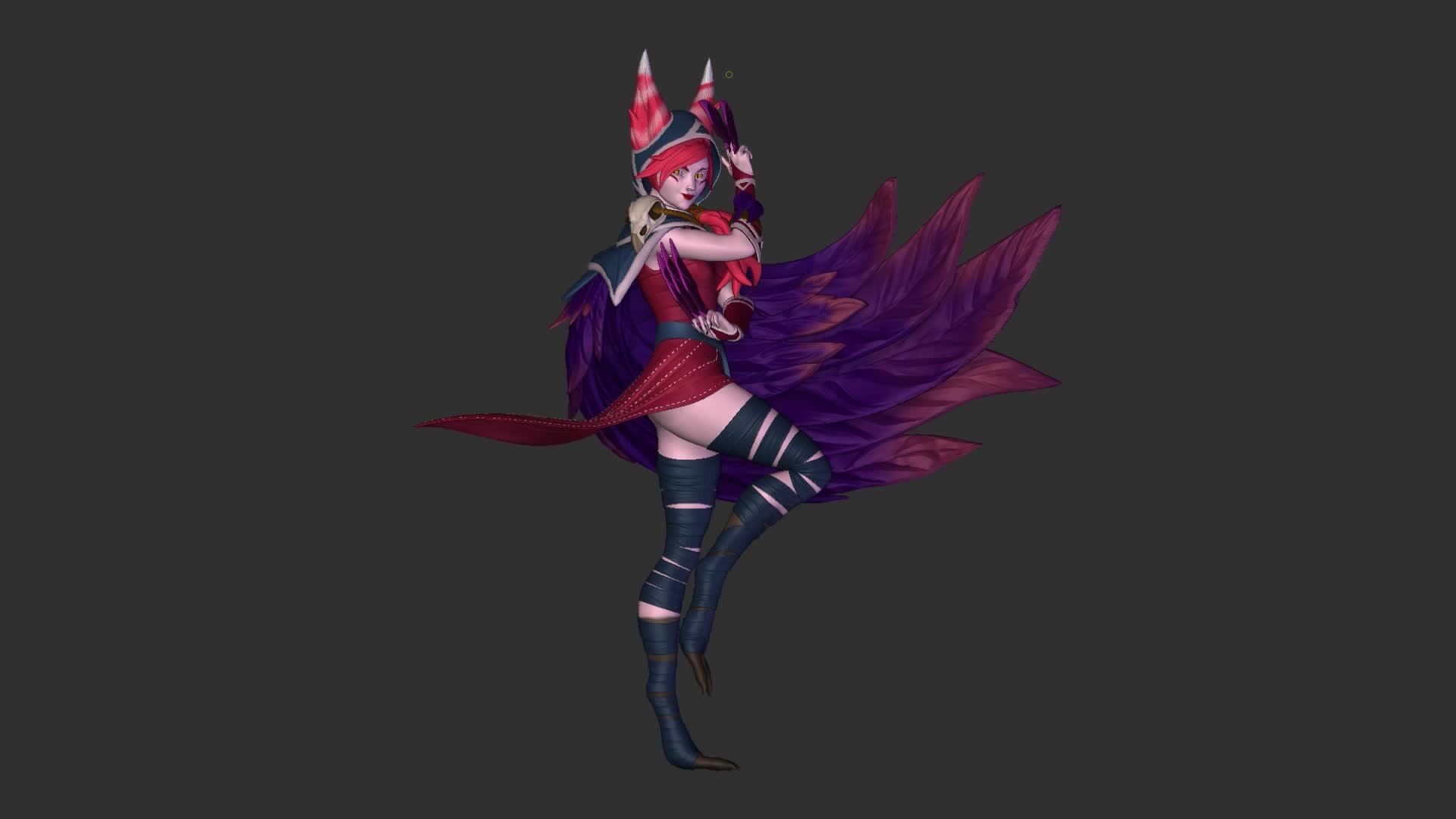 ArtStation Xayah Sculpt Splash Art Pose