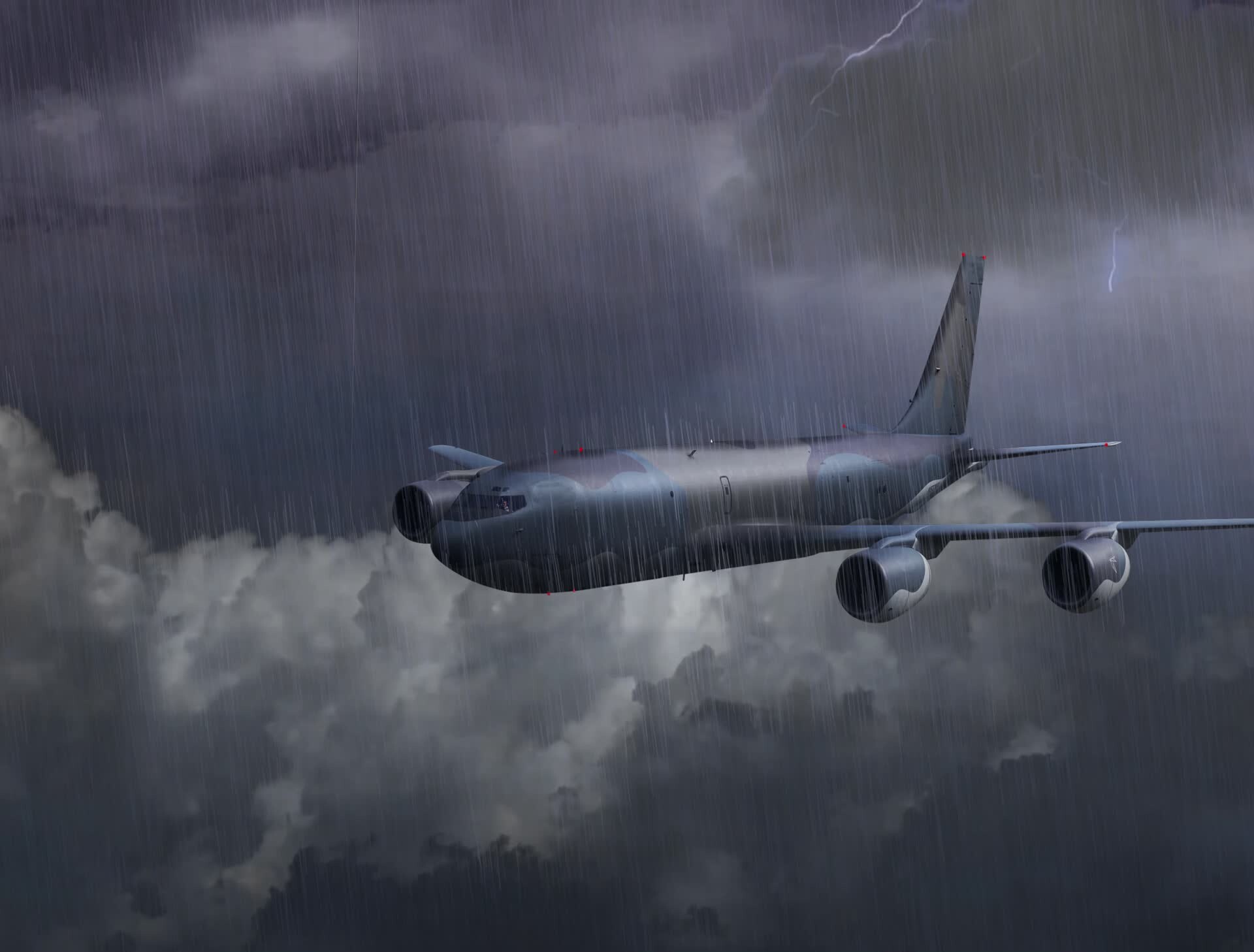 ArtStation - Airplane flying in a severe storm weather.